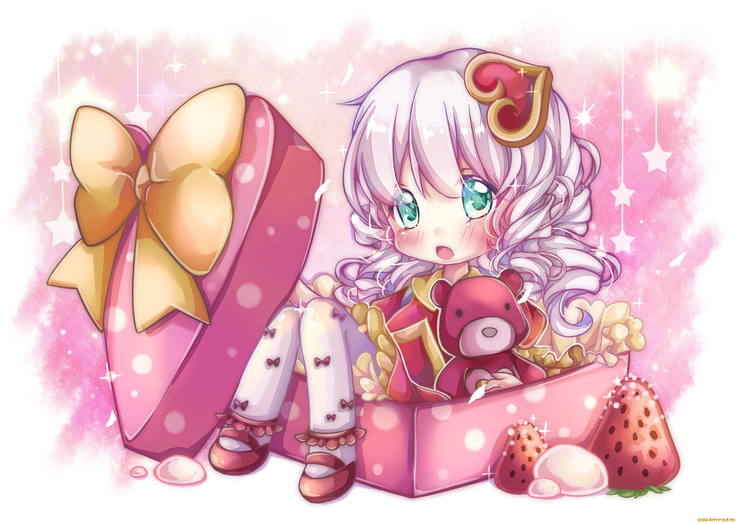 видео, игры, league, of, legends, девочка, мишка, коробка, сердечко, клубника