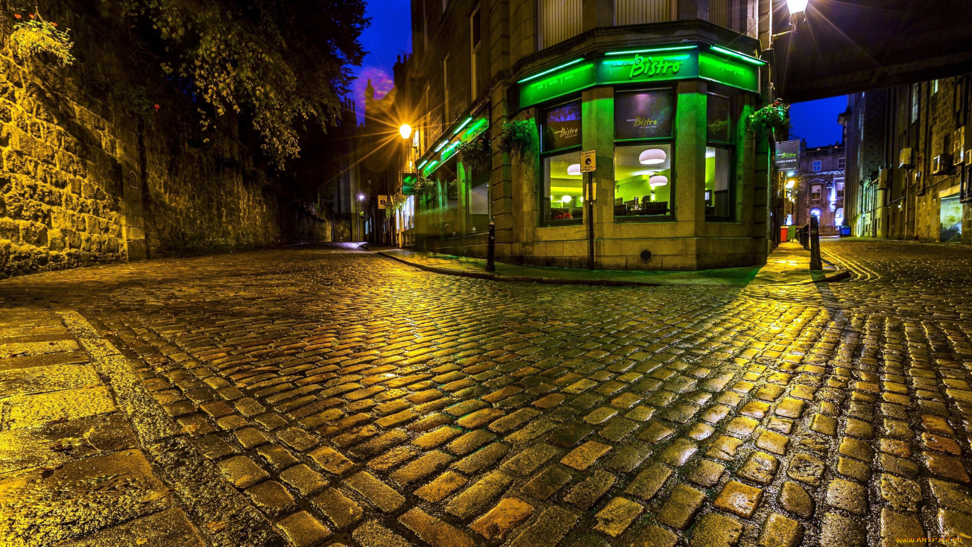 aberdeen, scotland, города, -, огни, ночного, города