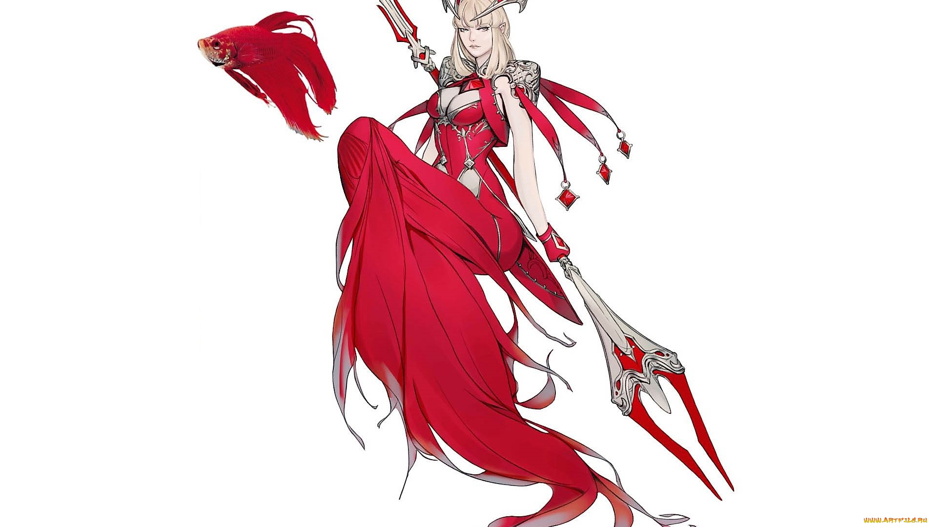 аниме, оружие, , техника, , технологии, девушка, посох, рыбка