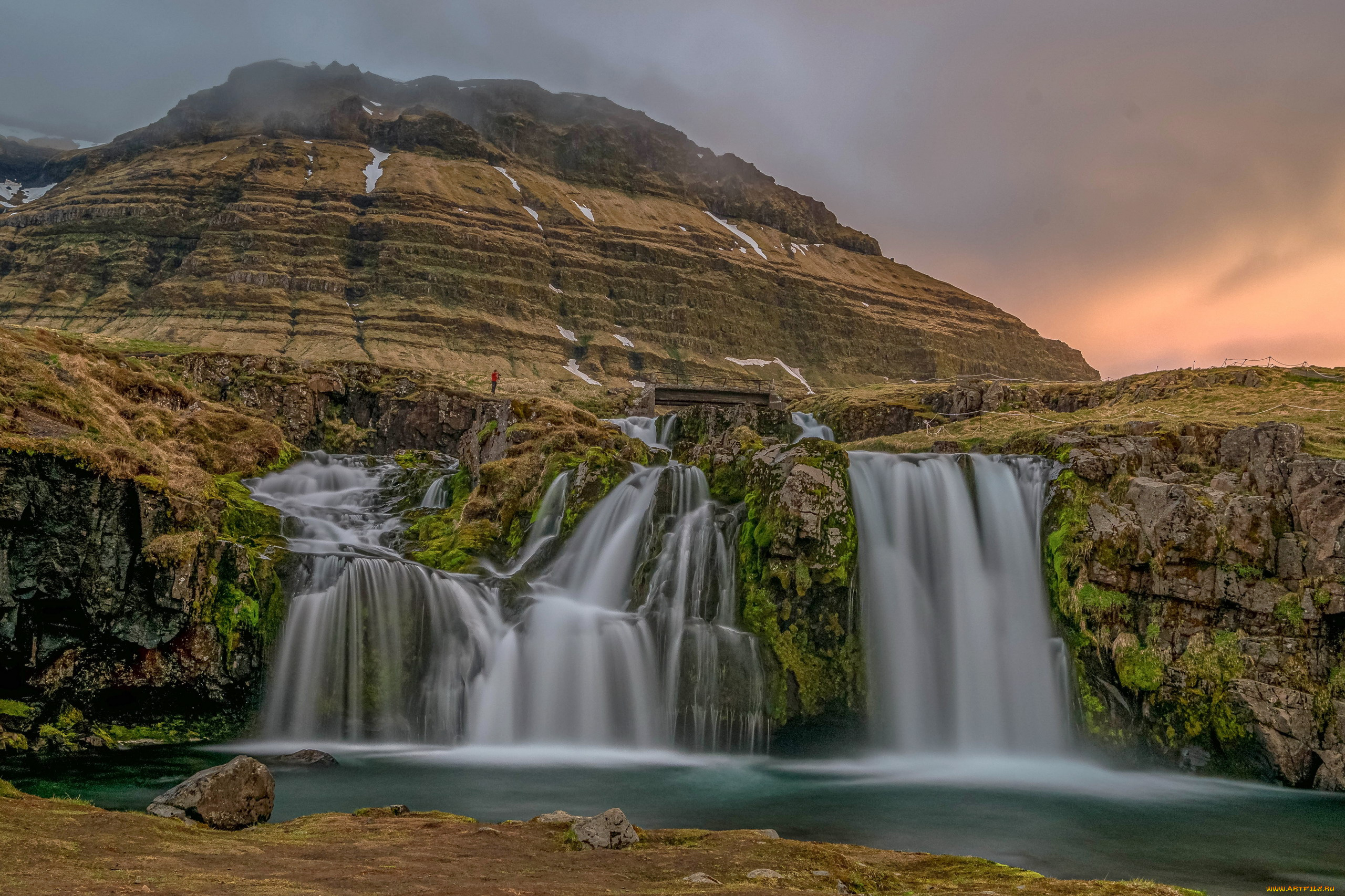 kirkjufellfoss, iceland, природа, водопады