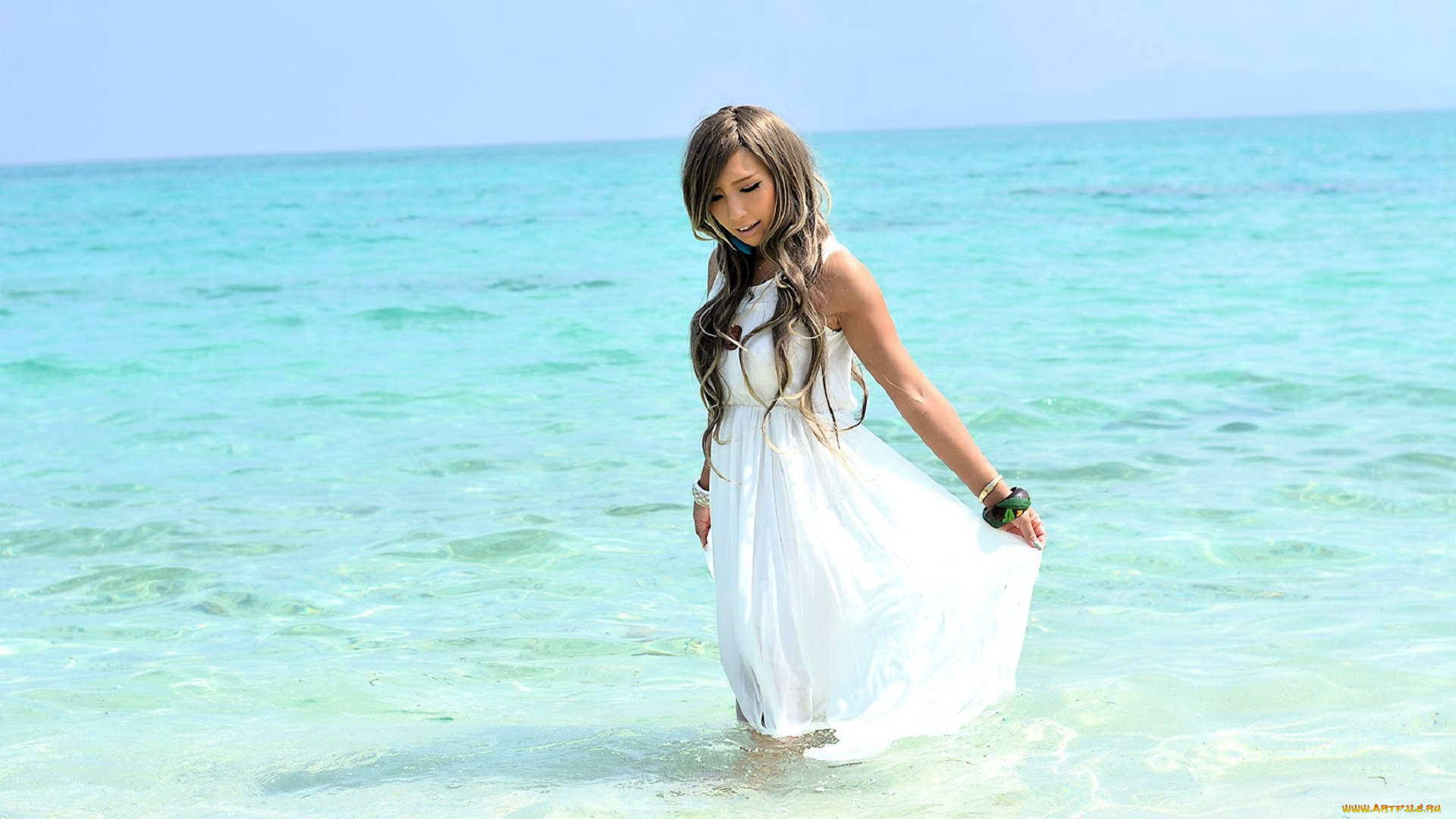 девушки, nonsummerjack, русая, платье, украшения, море