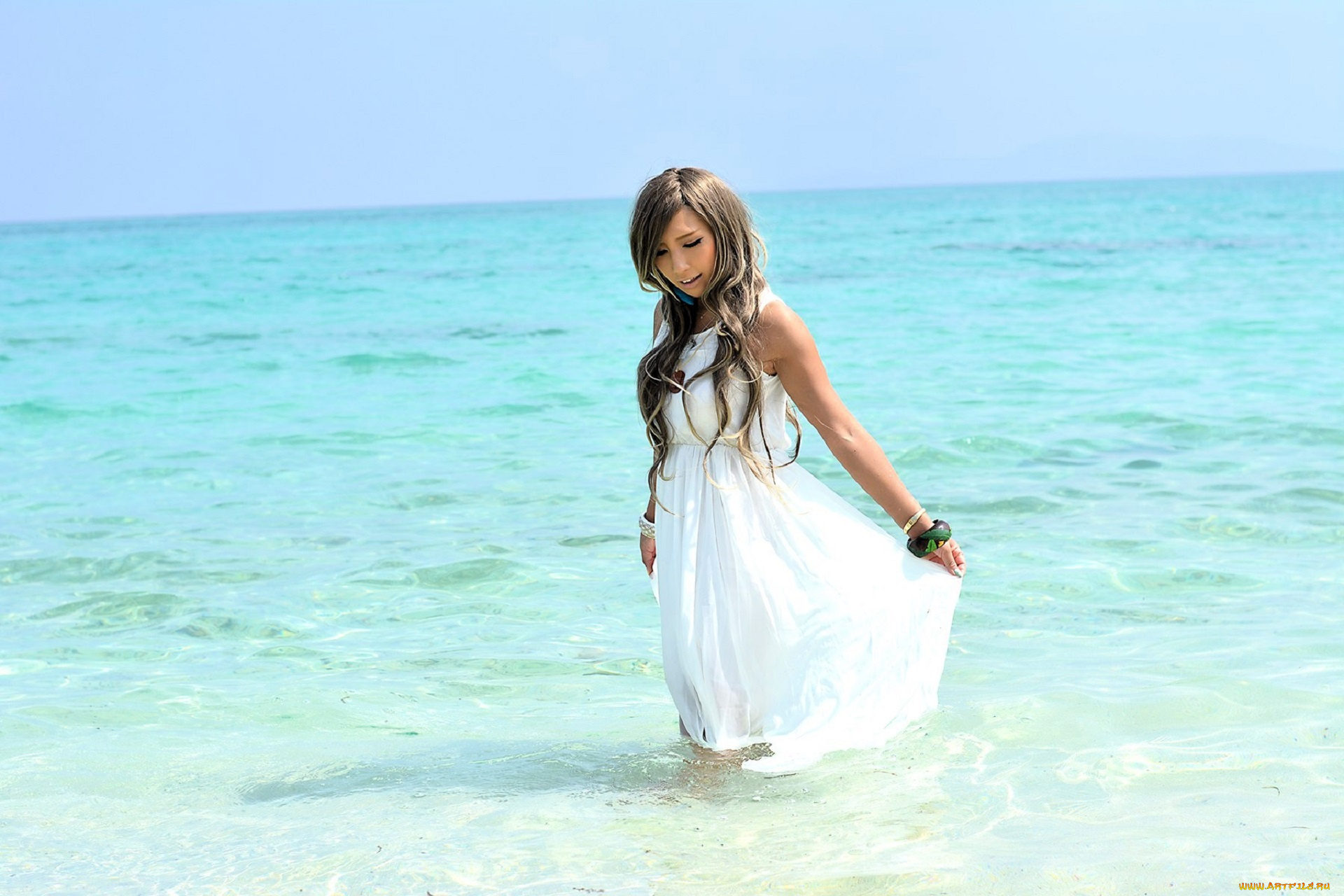 девушки, nonsummerjack, русая, платье, украшения, море