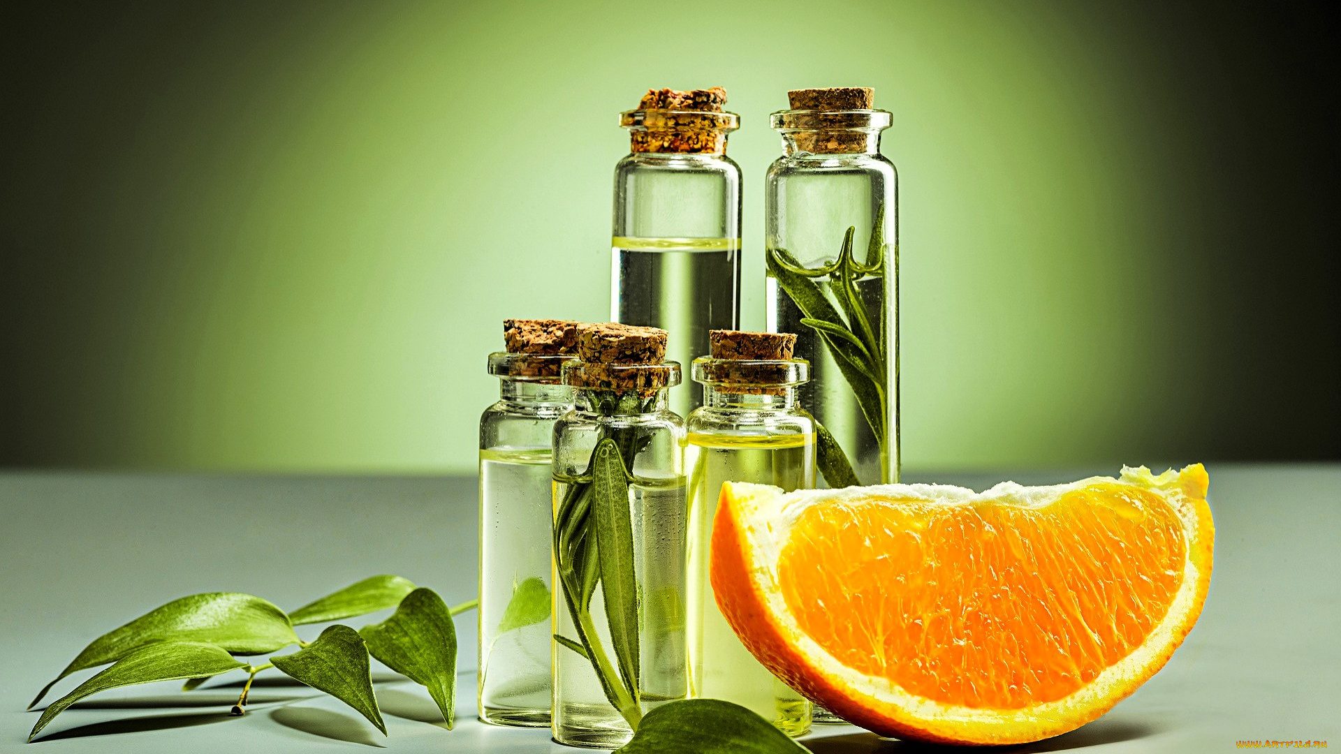 разное, косметические, средства, , духи, листья, флаконы, апельсин, долька