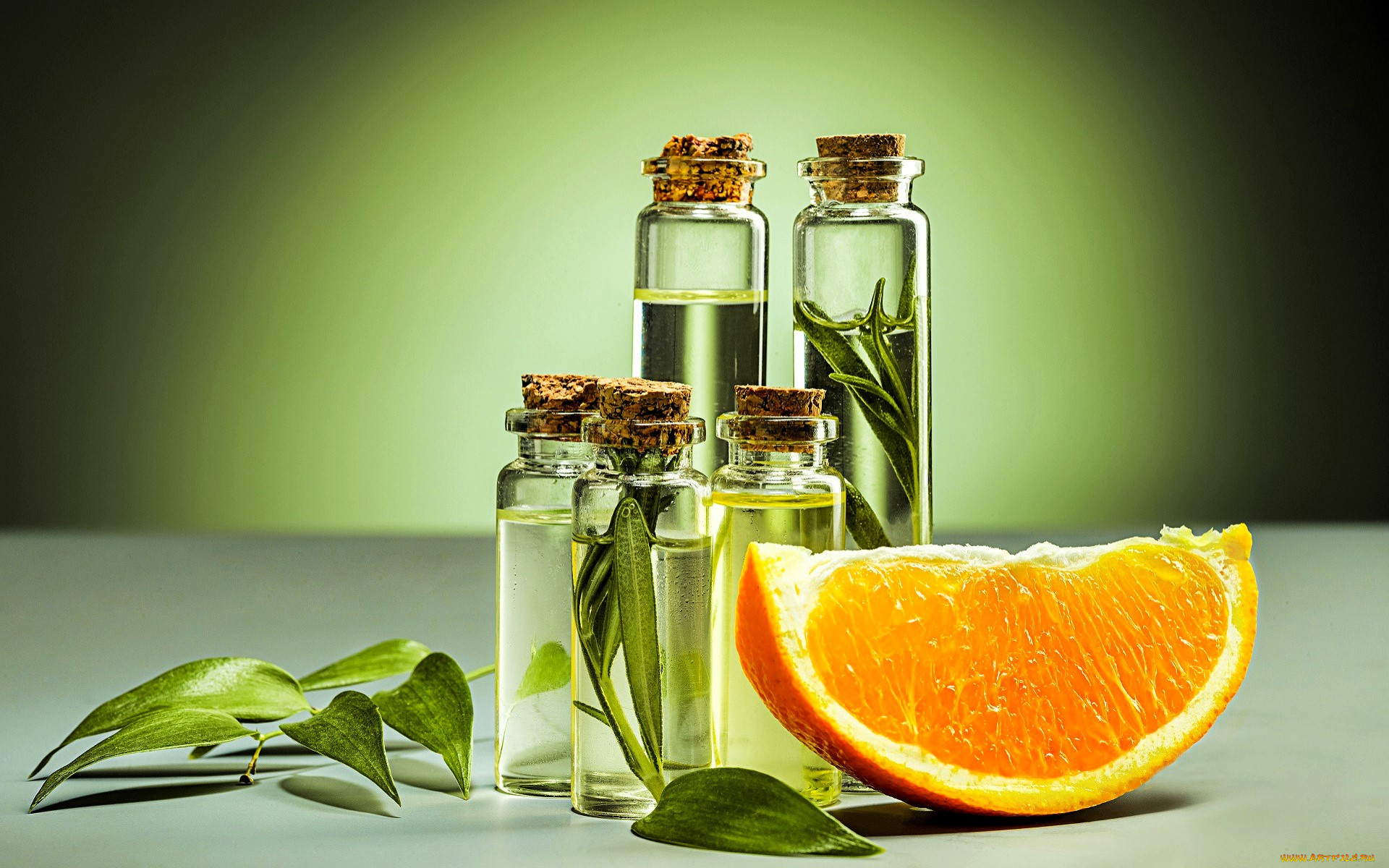 разное, косметические, средства, , духи, листья, флаконы, апельсин, долька
