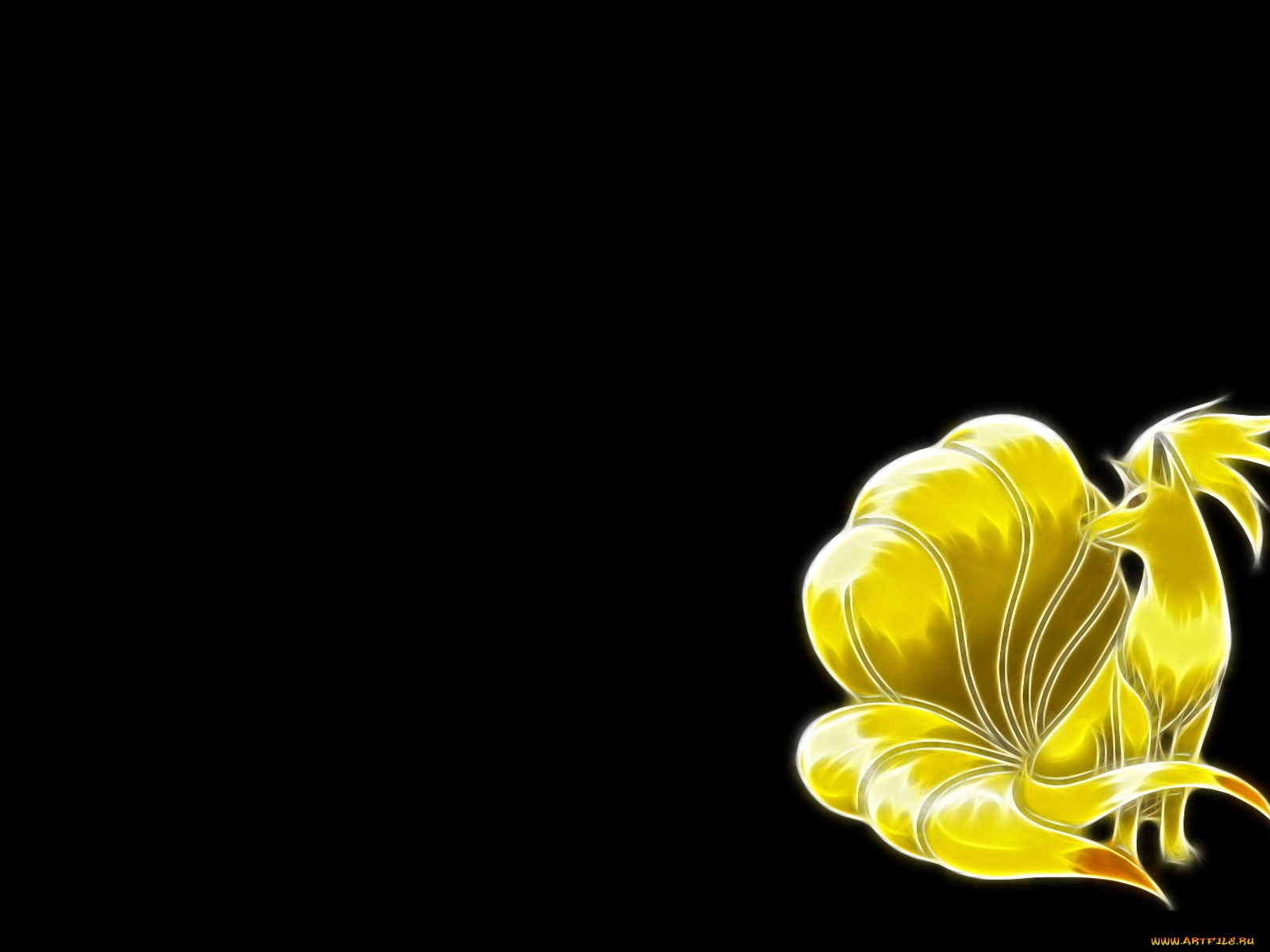 3д, графика, animals, животные, тёмный, фрактал, лиса