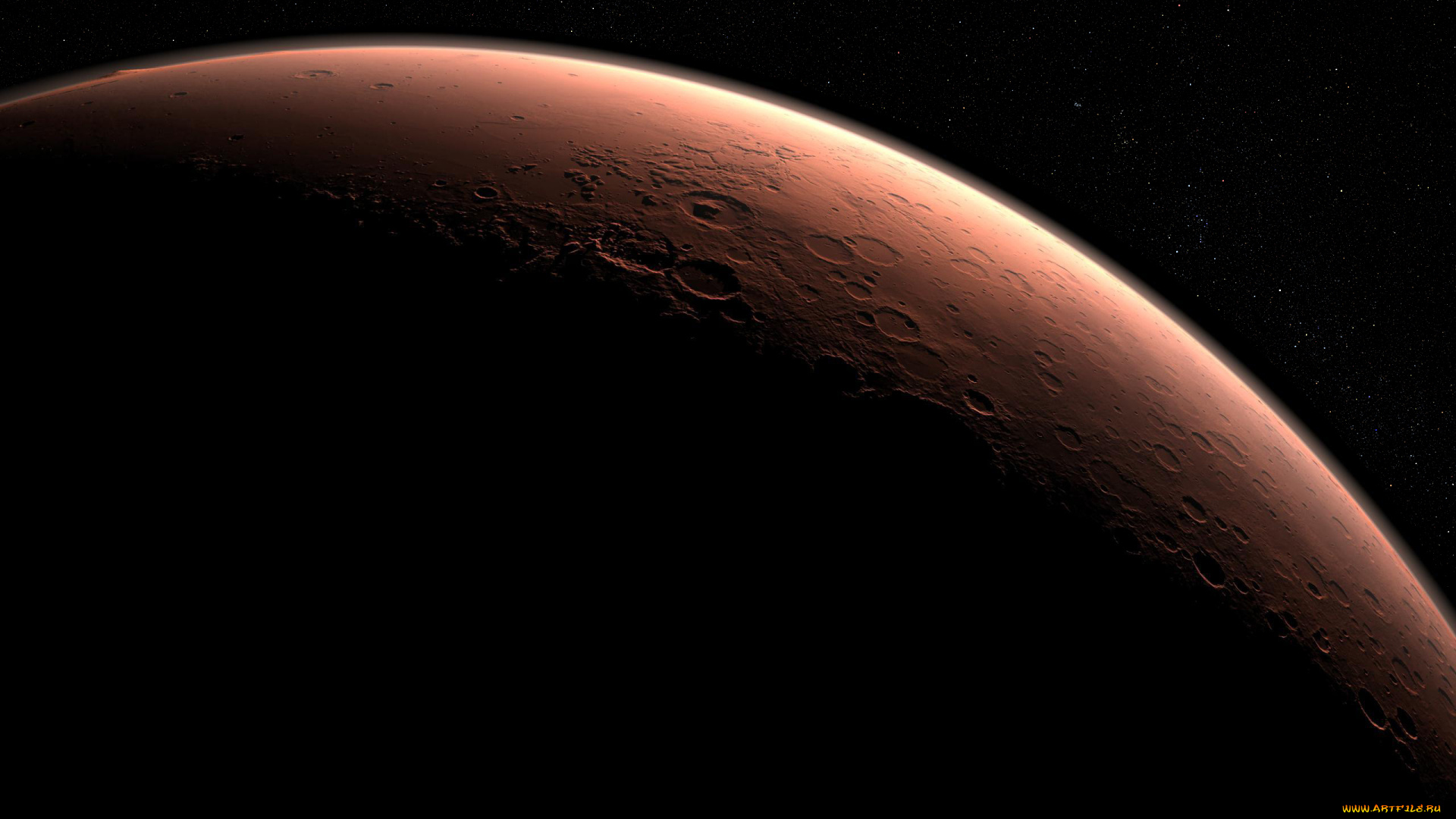 космос, марс, звезды, кратер