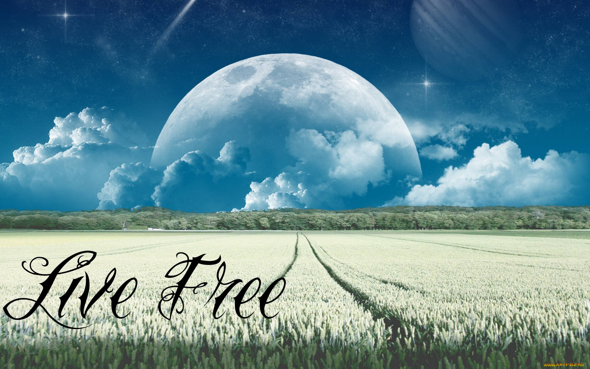 разное, компьютерный, дизайн, поле, облака, планеты