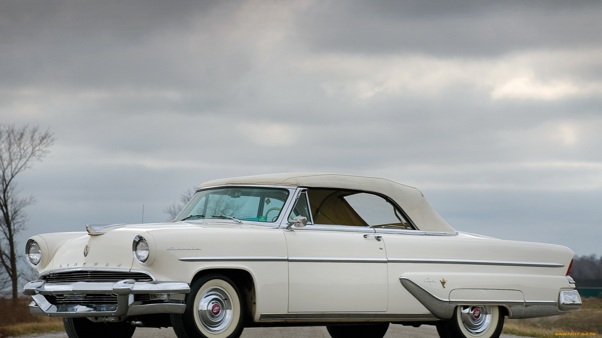 автомобили, lincoln, автомобиль, дорога, тучи, дерево