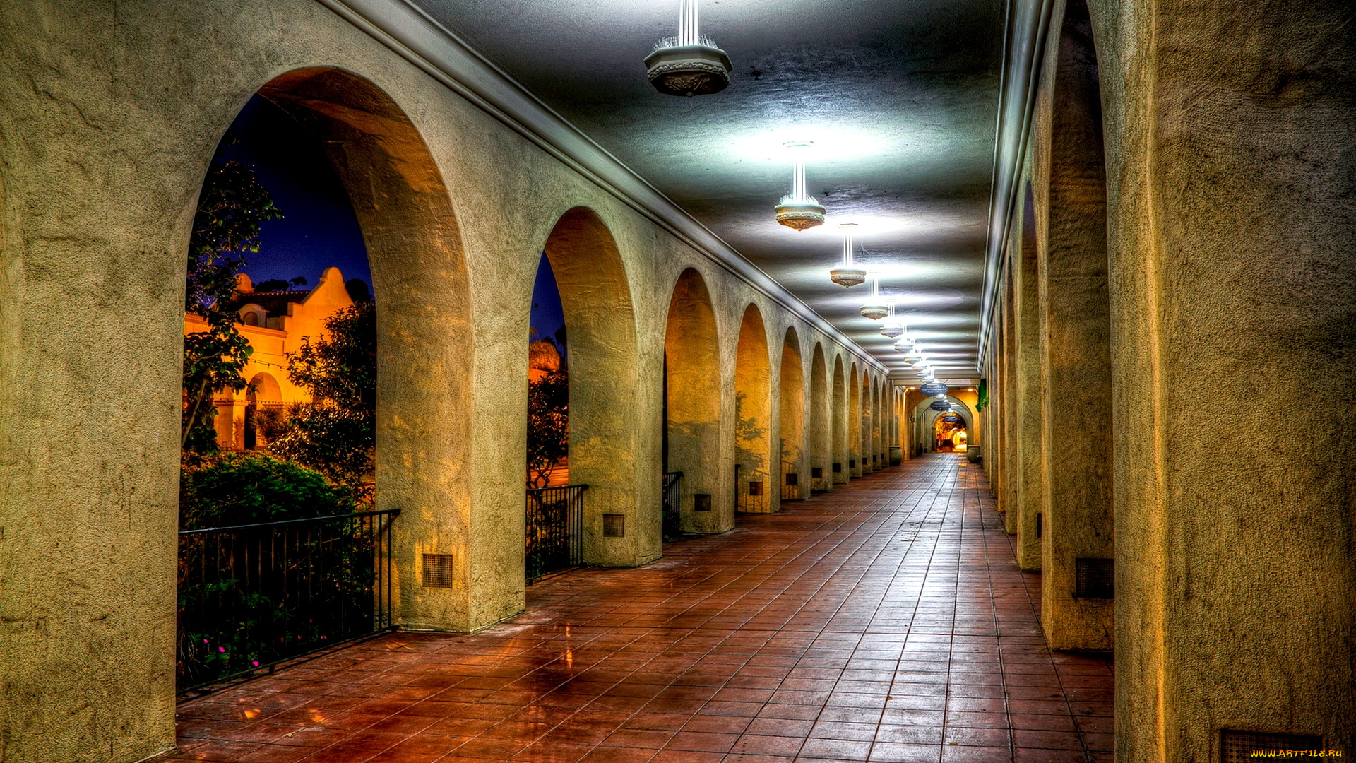 city, at, night, интерьер, холлы, лестницы, корридоры, горд, ночь, галерея