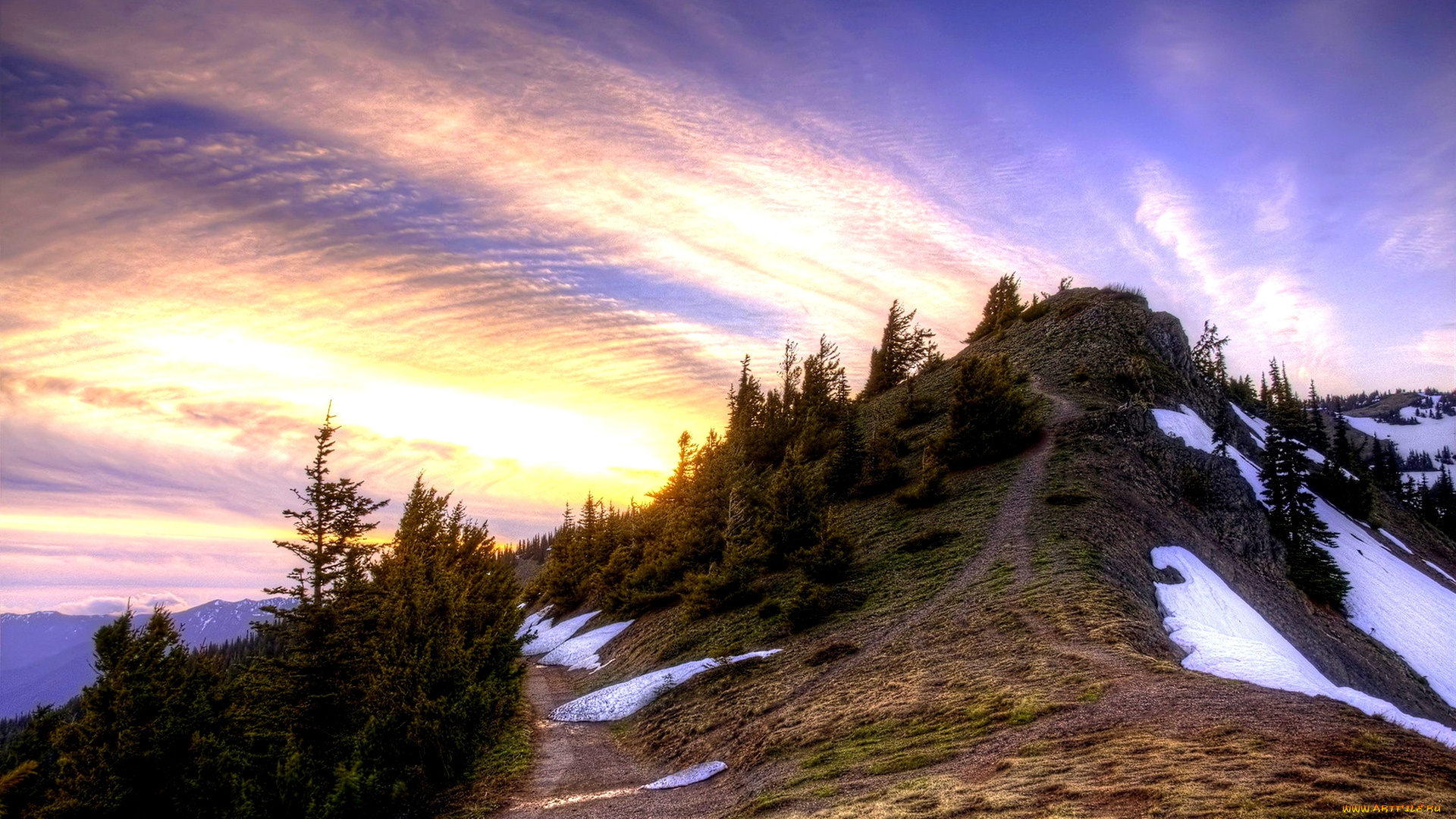 mountain, природа, горы, гора, снег, деревья