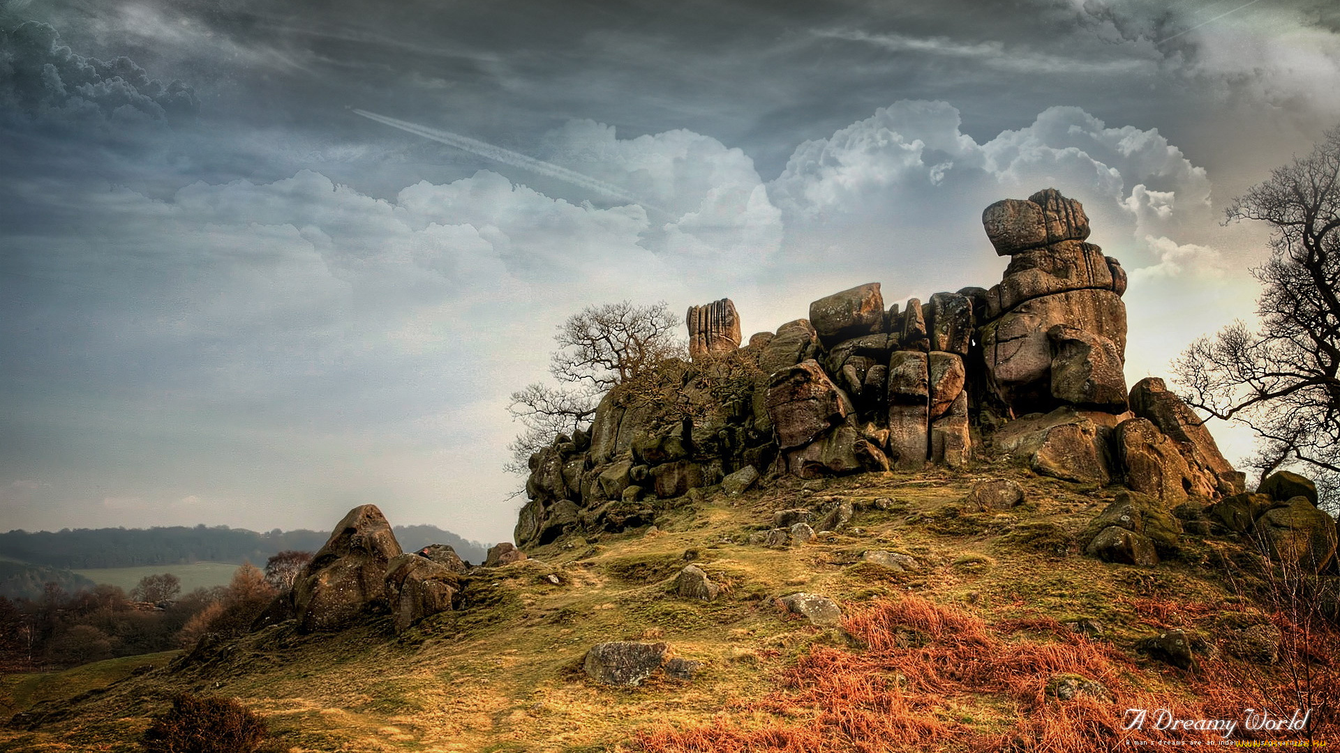 природа, горы, камни, облака