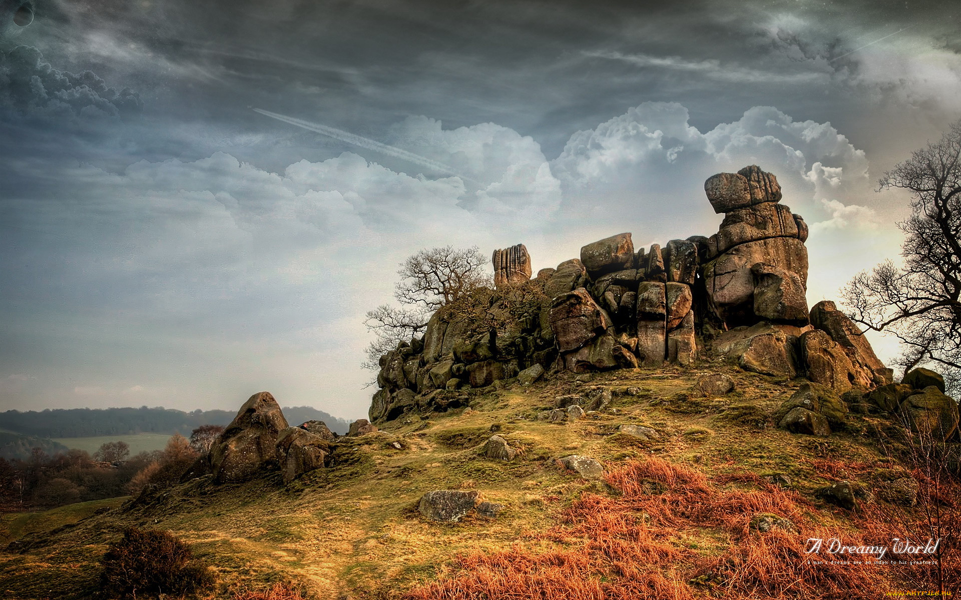 природа, горы, камни, облака