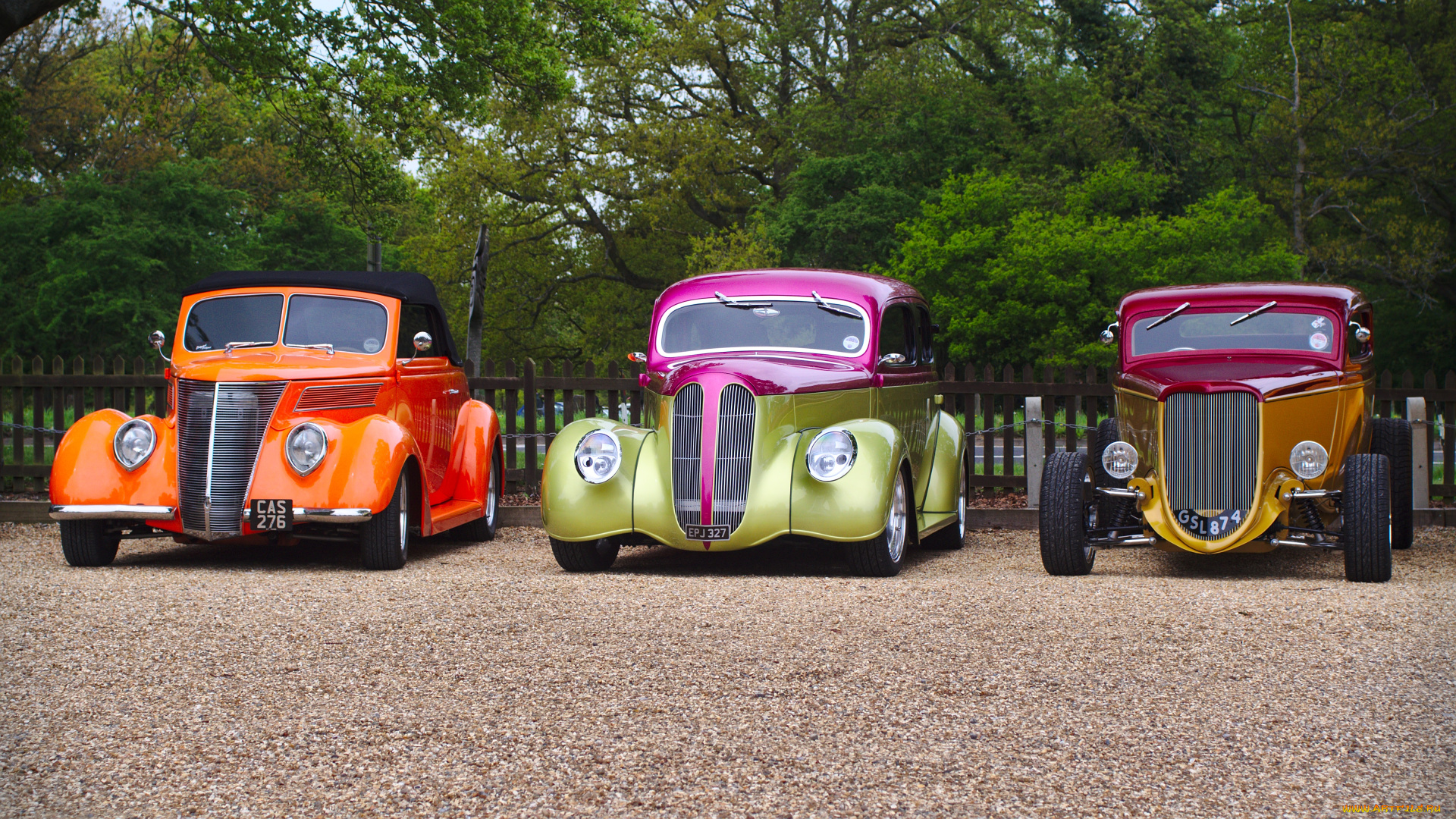 автомобили, custom, classic, car, деревья, забор