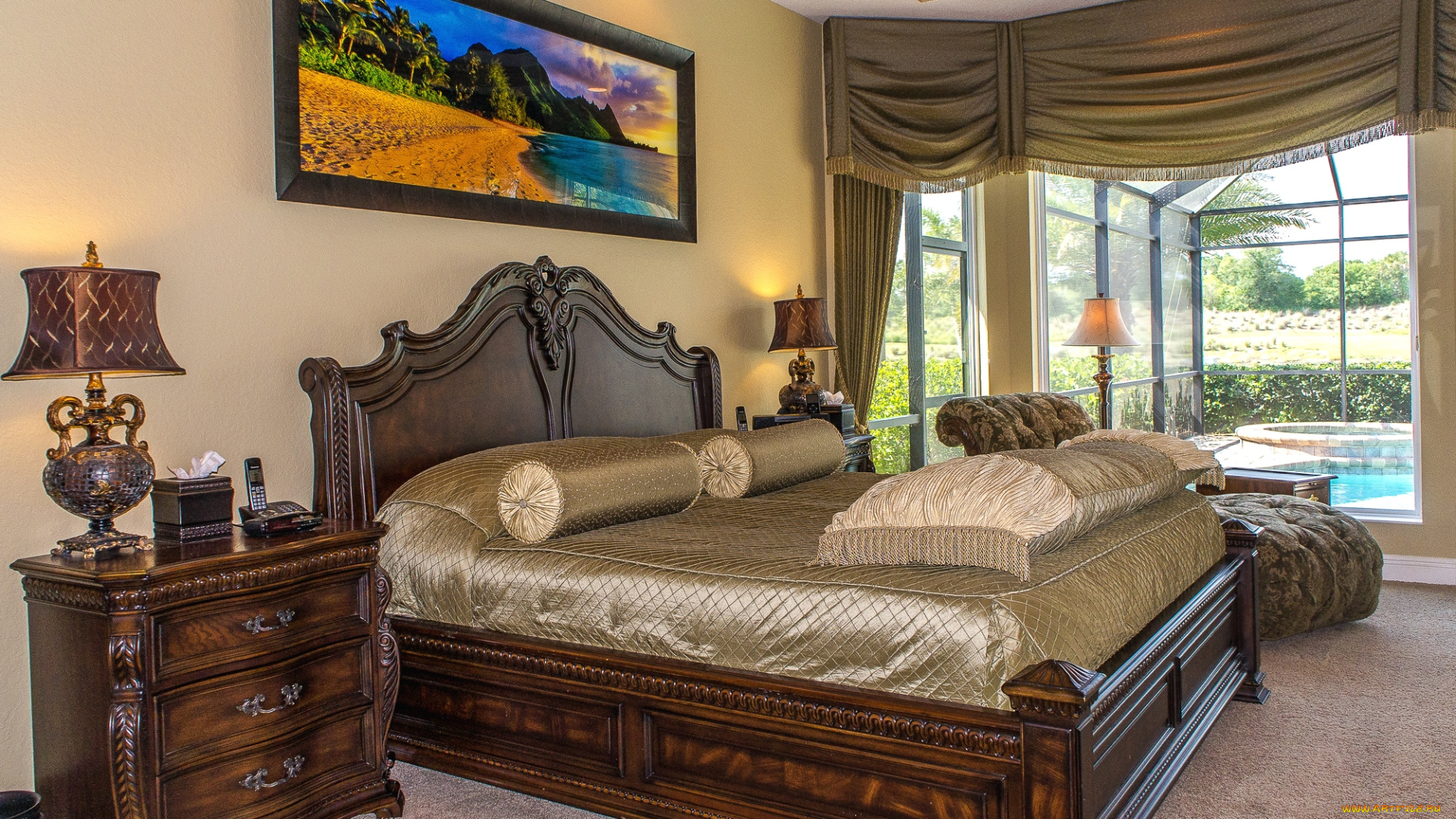 интерьер, спальня, кровать, картина