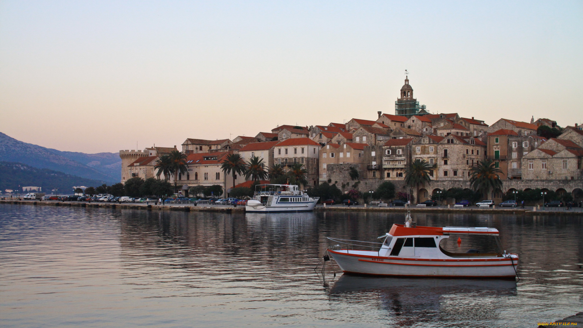 korcula, croatia, города, улицы, площади, набережные, дома, катера, море, берег