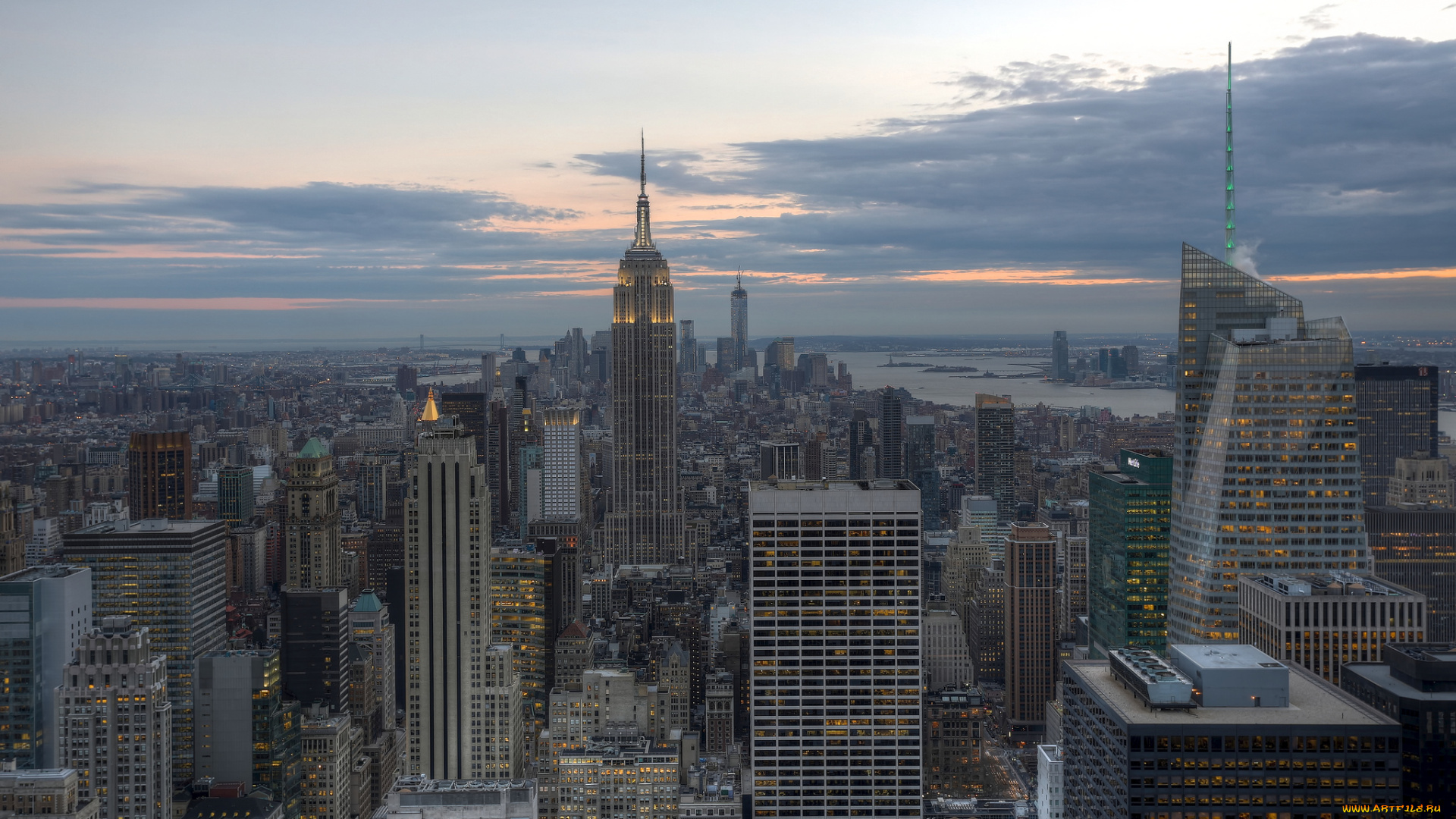 manhattan, new, york, city, города, нью, йорк, сша, empire, state, building, манхэттен, здания, небоскрёбы, панорама