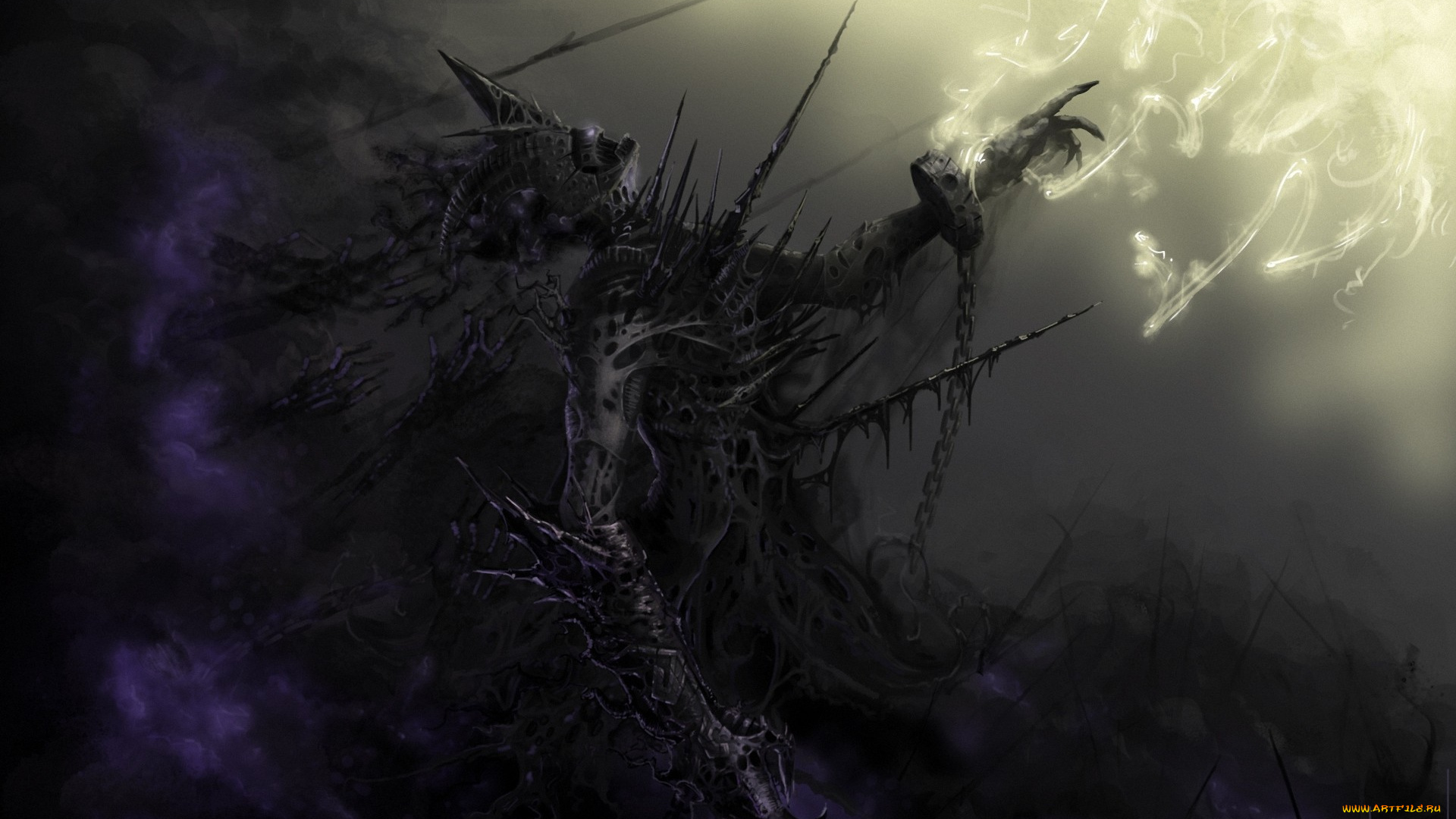 фэнтези, нежить, арт, кандалы, монстр, тьма, цепь