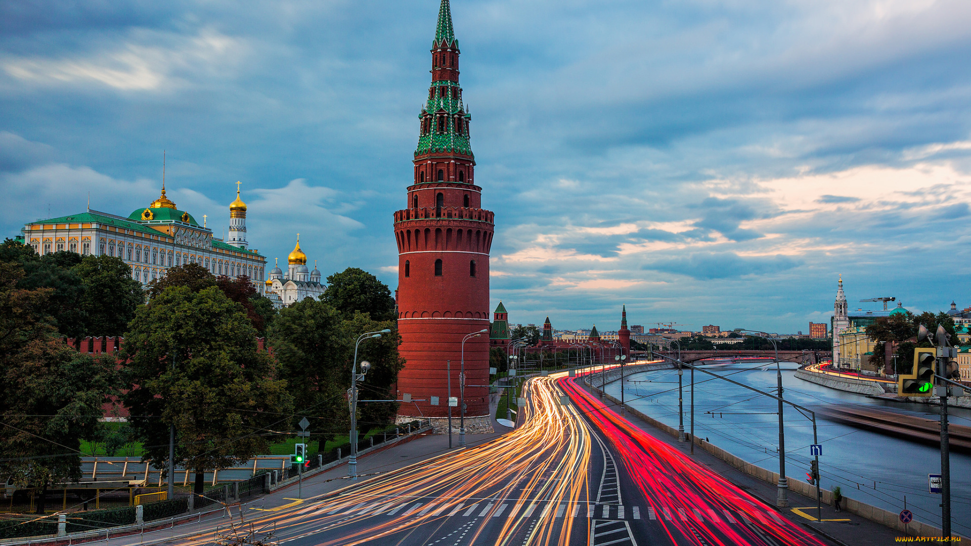 kremlin, traffic, города, москва, , россия, набережная