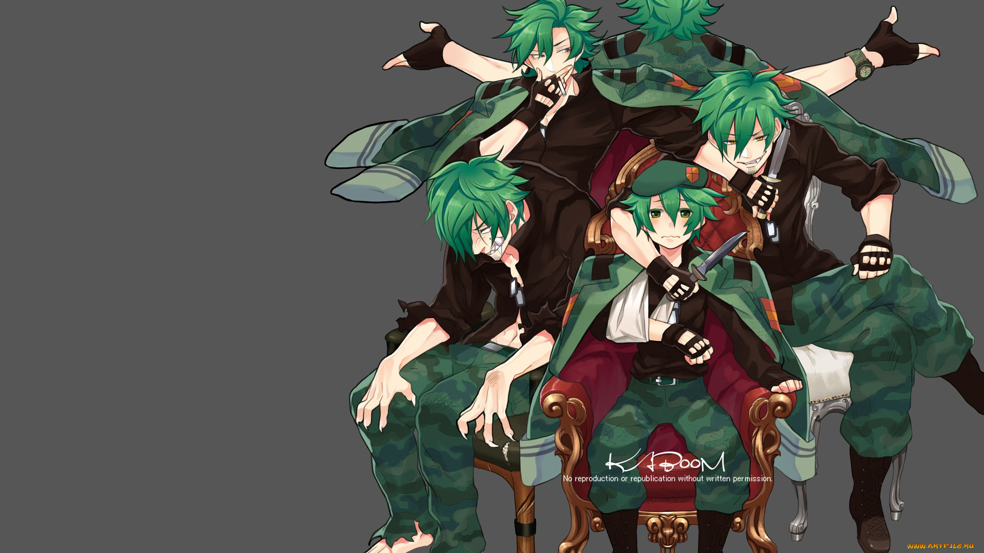 аниме, happy, tree, friends, flippy