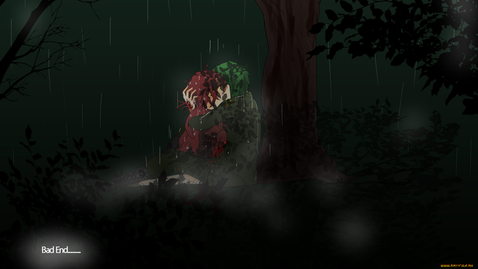 аниме, happy, tree, friends, счастливые, лесные, друзья