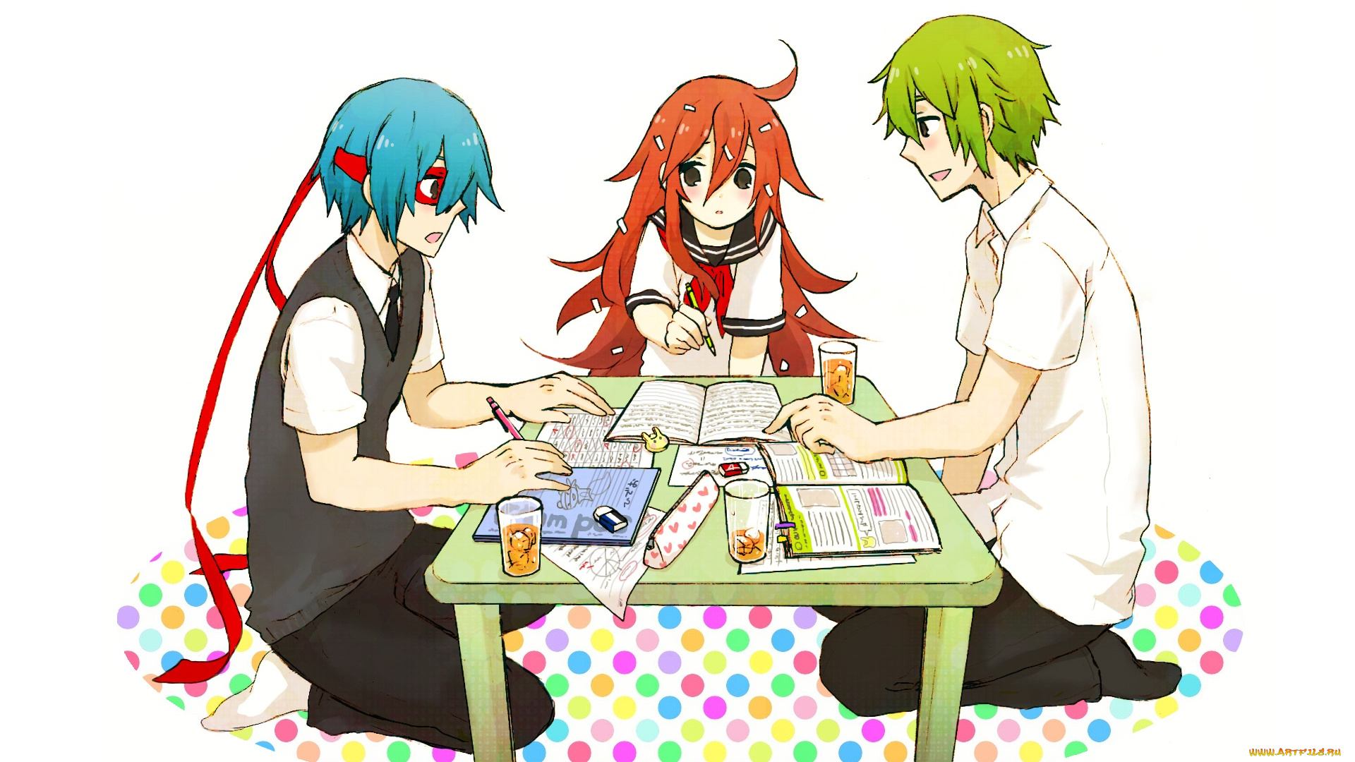 аниме, happy, tree, friends, счастливые, лесные, друзья