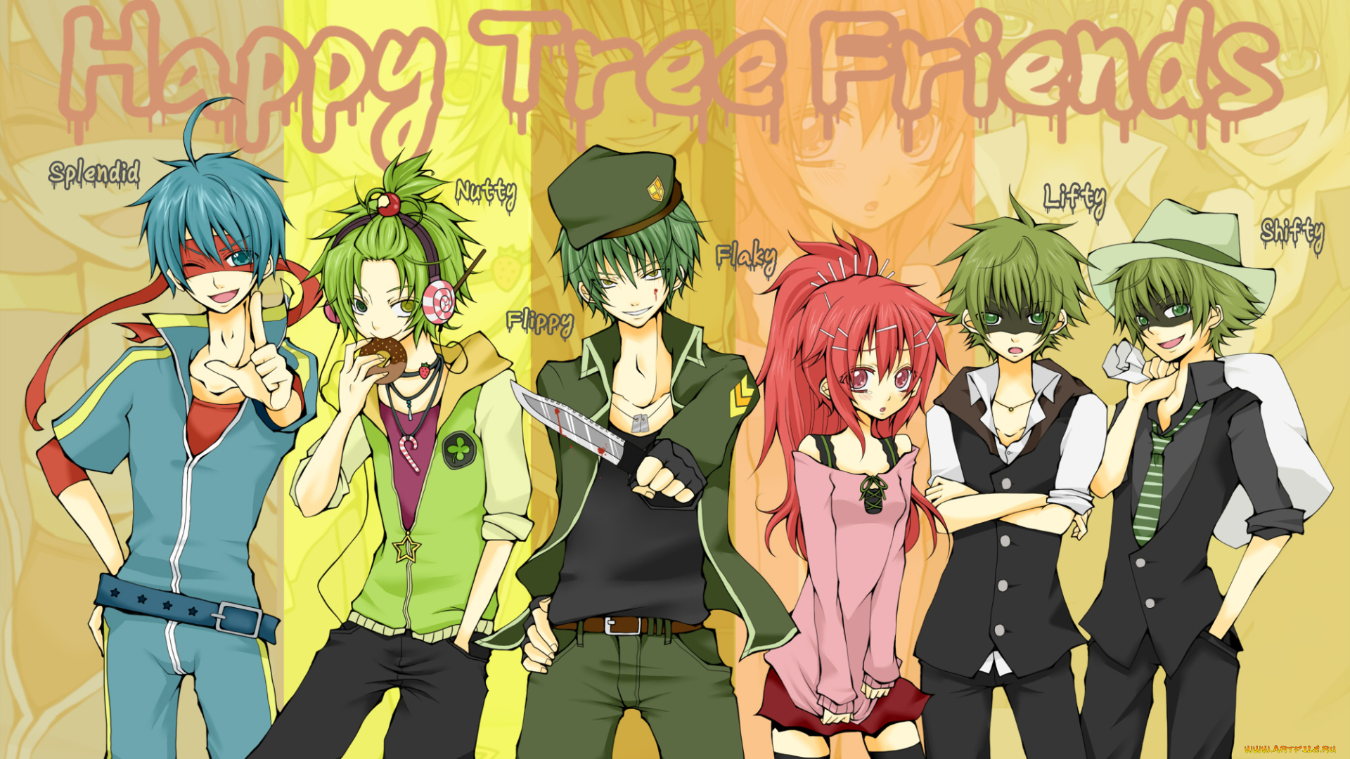 аниме, happy, tree, friends, счастливые, лесные, друзья