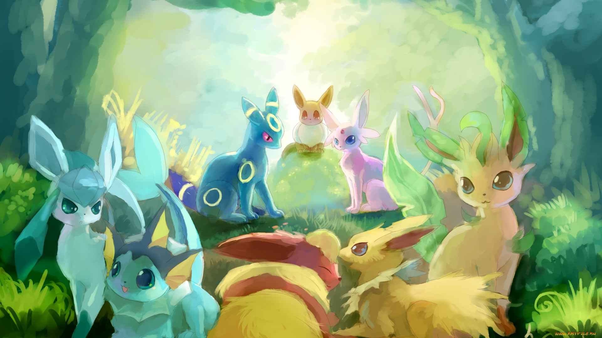 аниме, pokemon, eeveelution