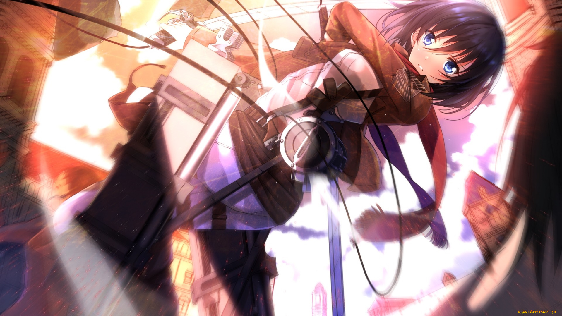 аниме, shingeki, no, kyojin, девушка