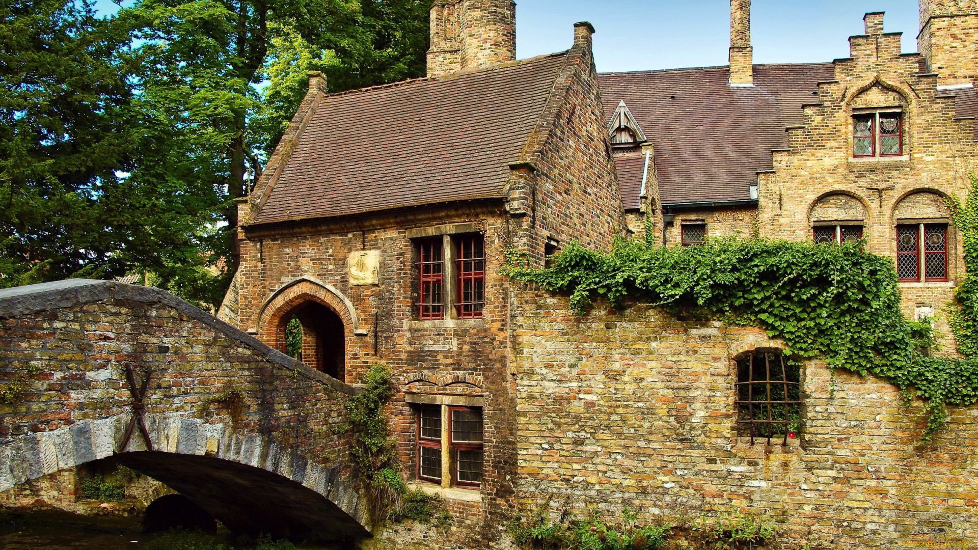 города, брюгге, , бельгия, мост, дома, старинные