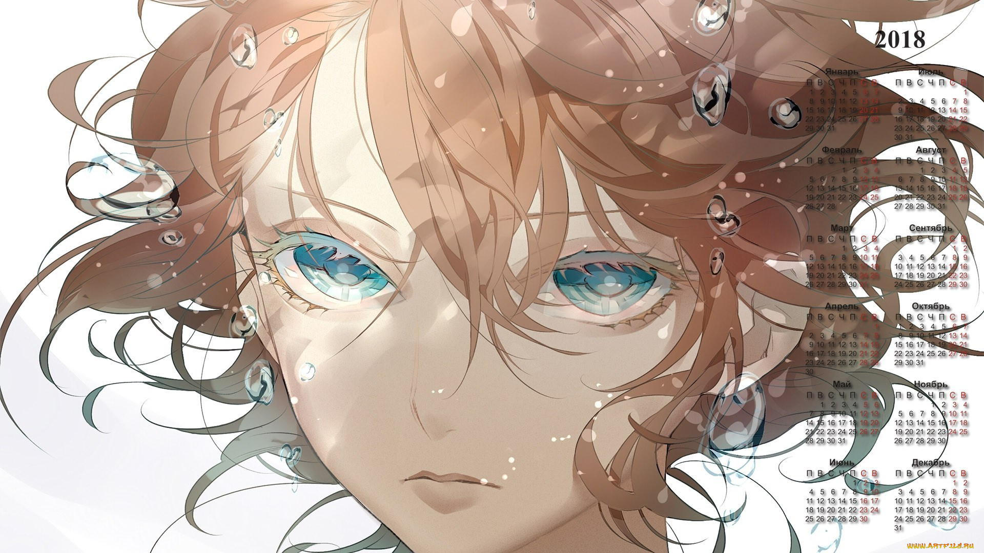 календари, аниме, пузырь, лицо, взгляд