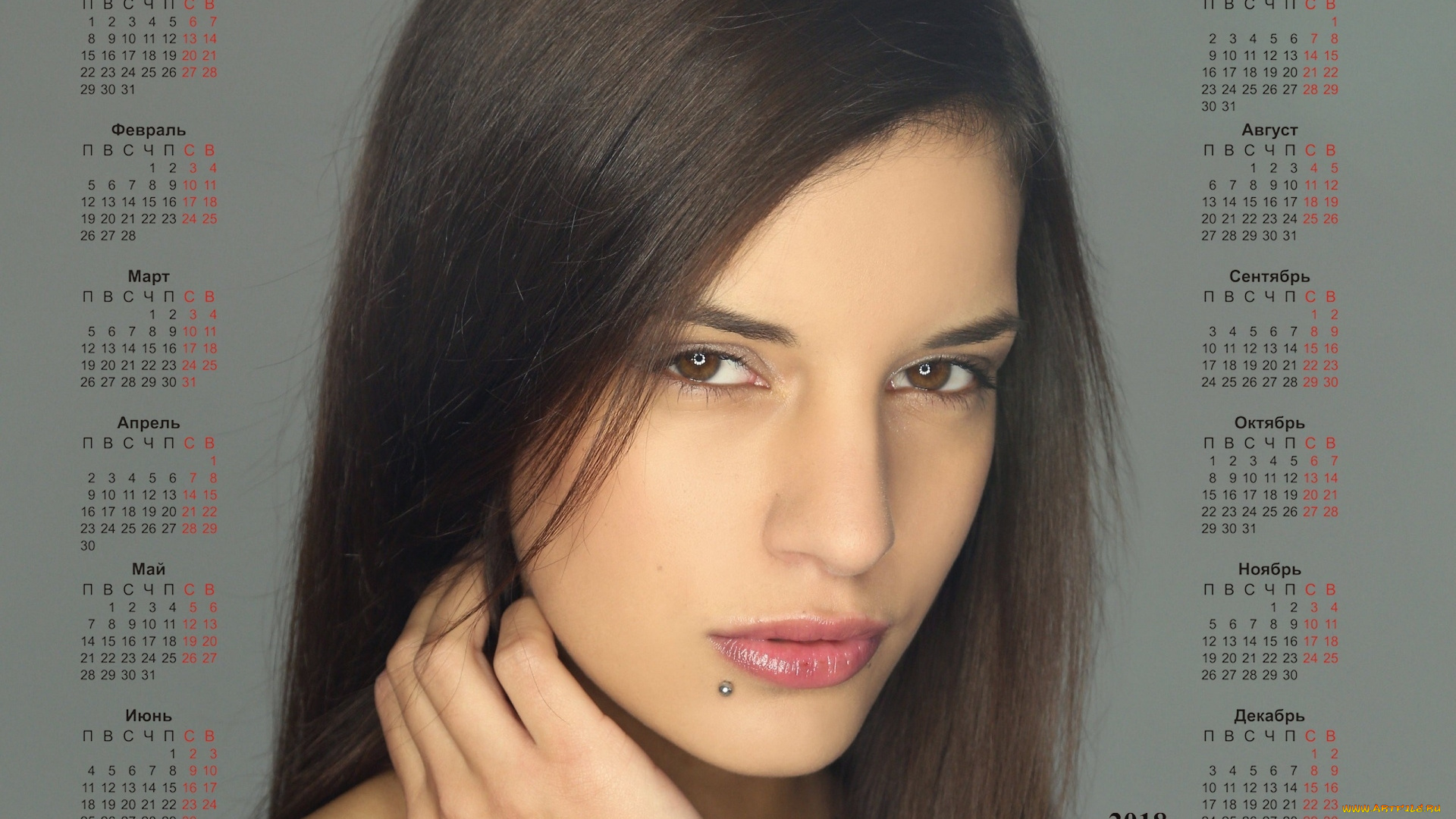 календари, девушки, взгляд, лицо