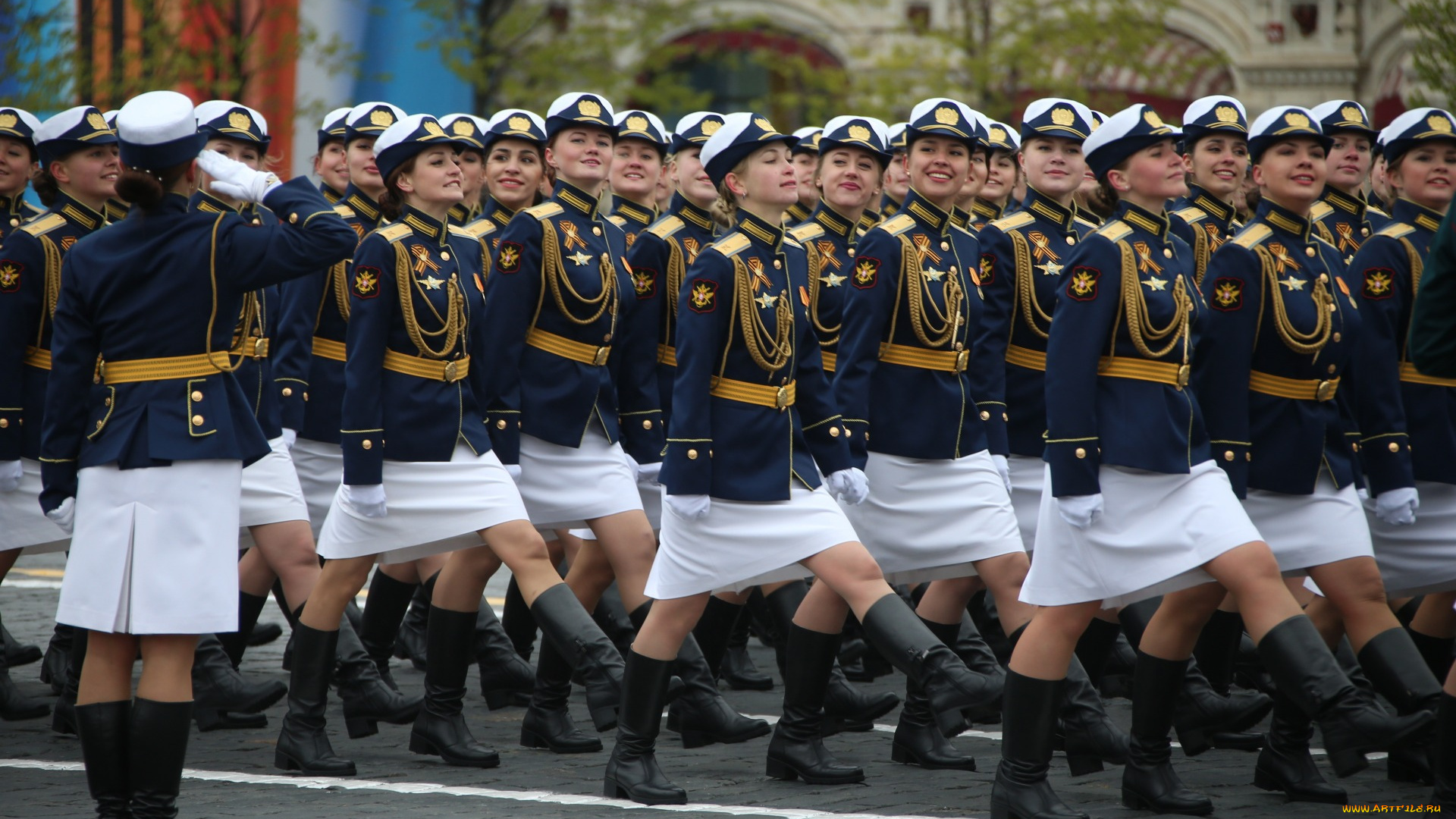 праздничные, день, победы, 9, мая, день, победы, красная, площадь, марш, праздник, курсанты, девушки, парад