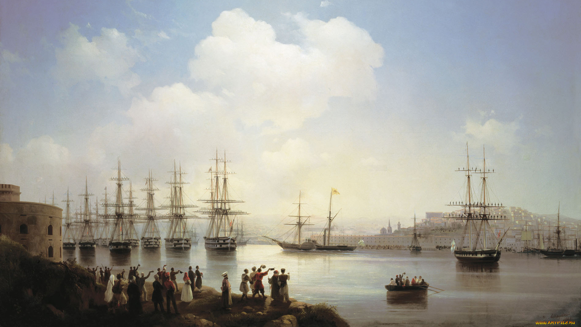 рисованное, иван, айвазовский, айвазовский, иван, русская, эскадра, в, севастопол