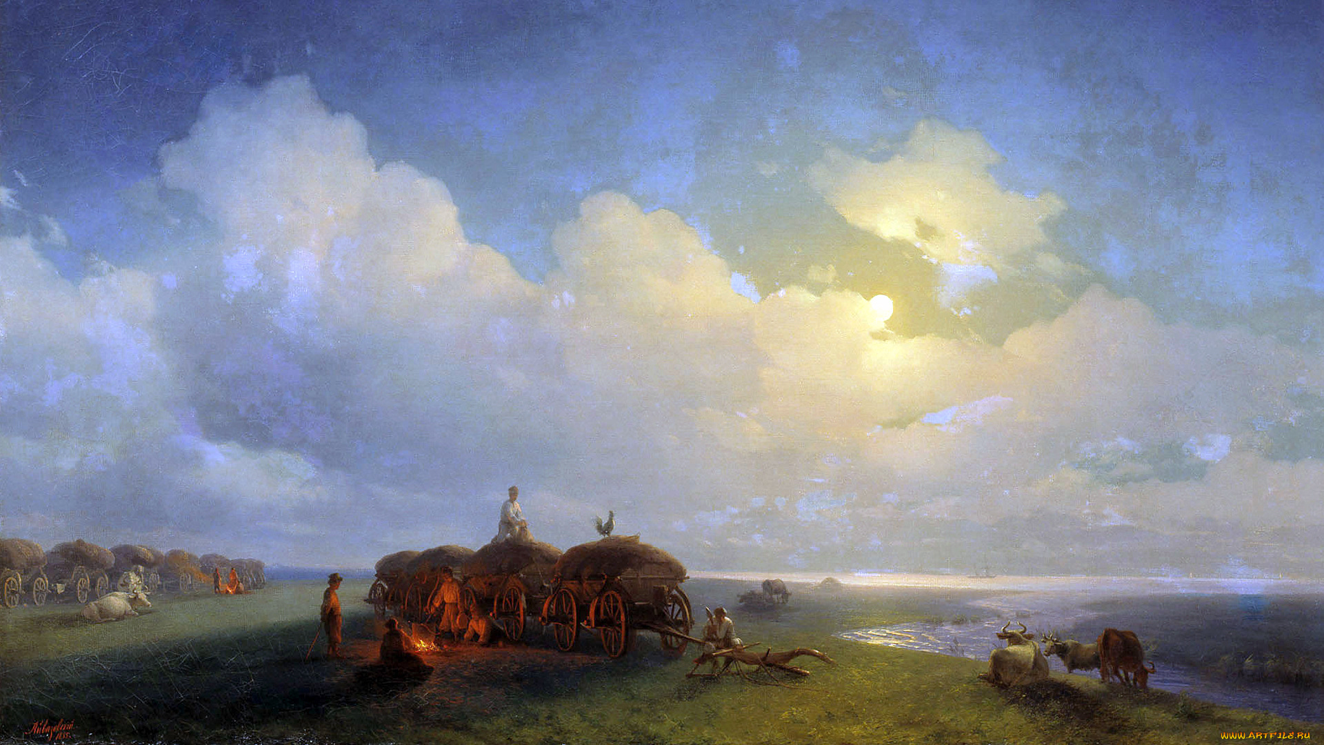 рисованное, иван, айвазовский, чумаки, на, отдыхе, айвазовский, иван