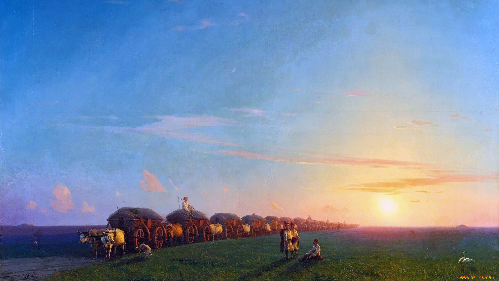 рисованное, иван, айвазовский, поселенцы, айвазовский, иван