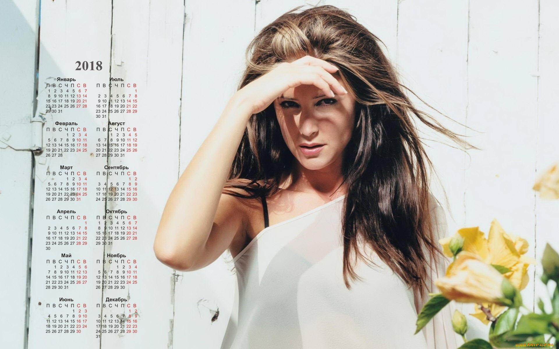 календари, девушки, цветы, взгляд