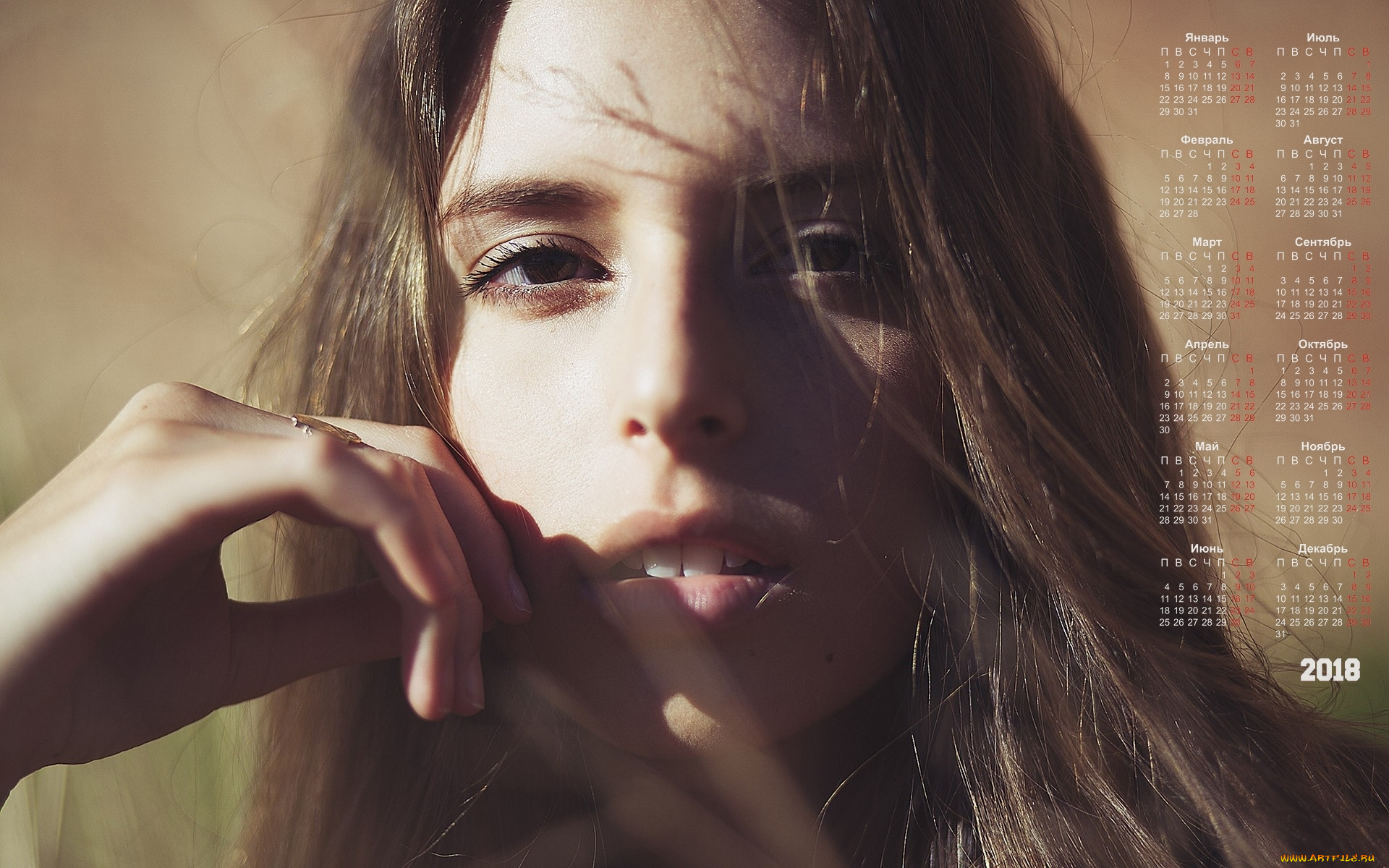 календари, девушки, лицо, взгляд