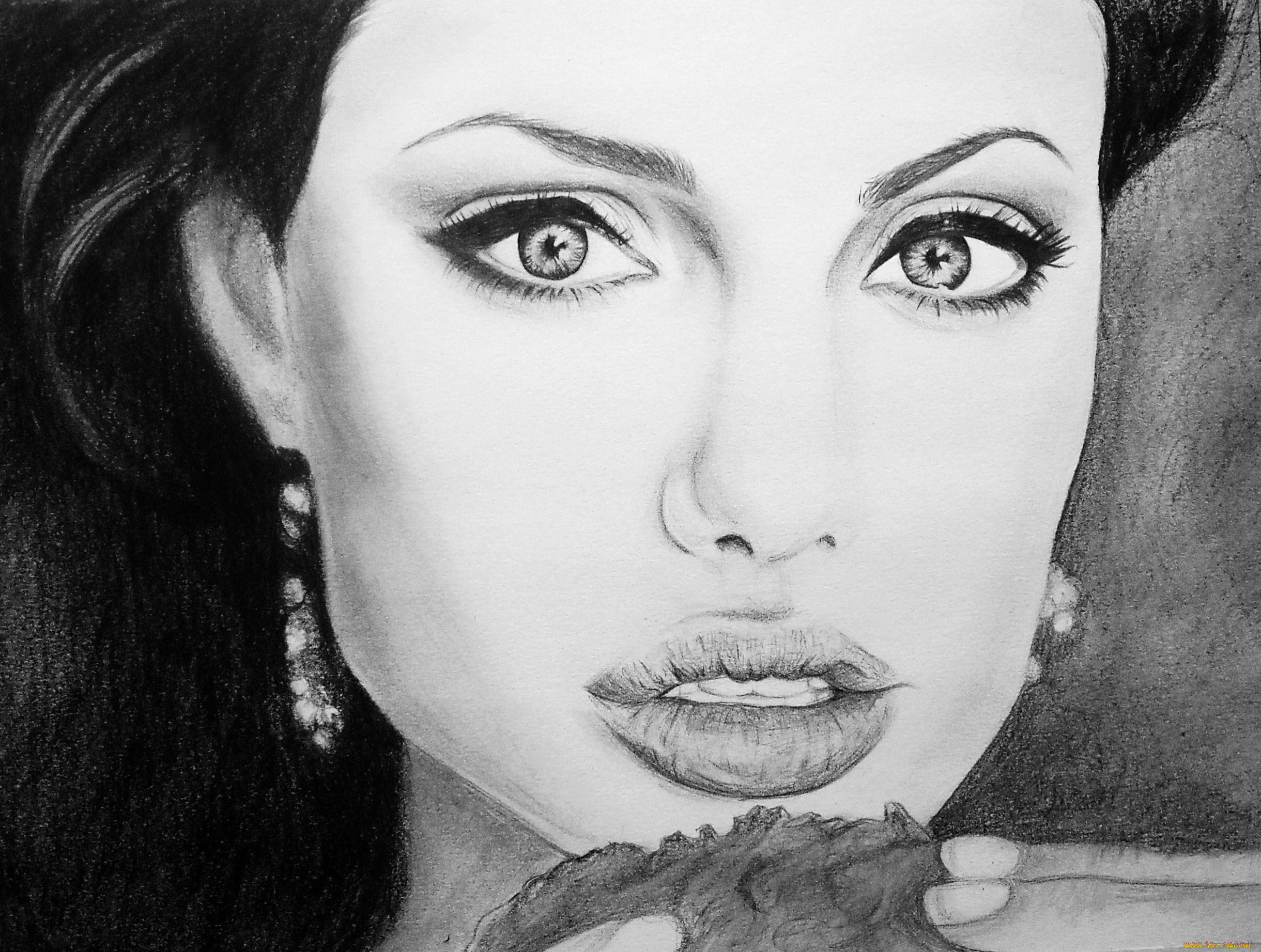 angelina, jolie, рисованное, люди, девушка, фон, взгляд, портрет