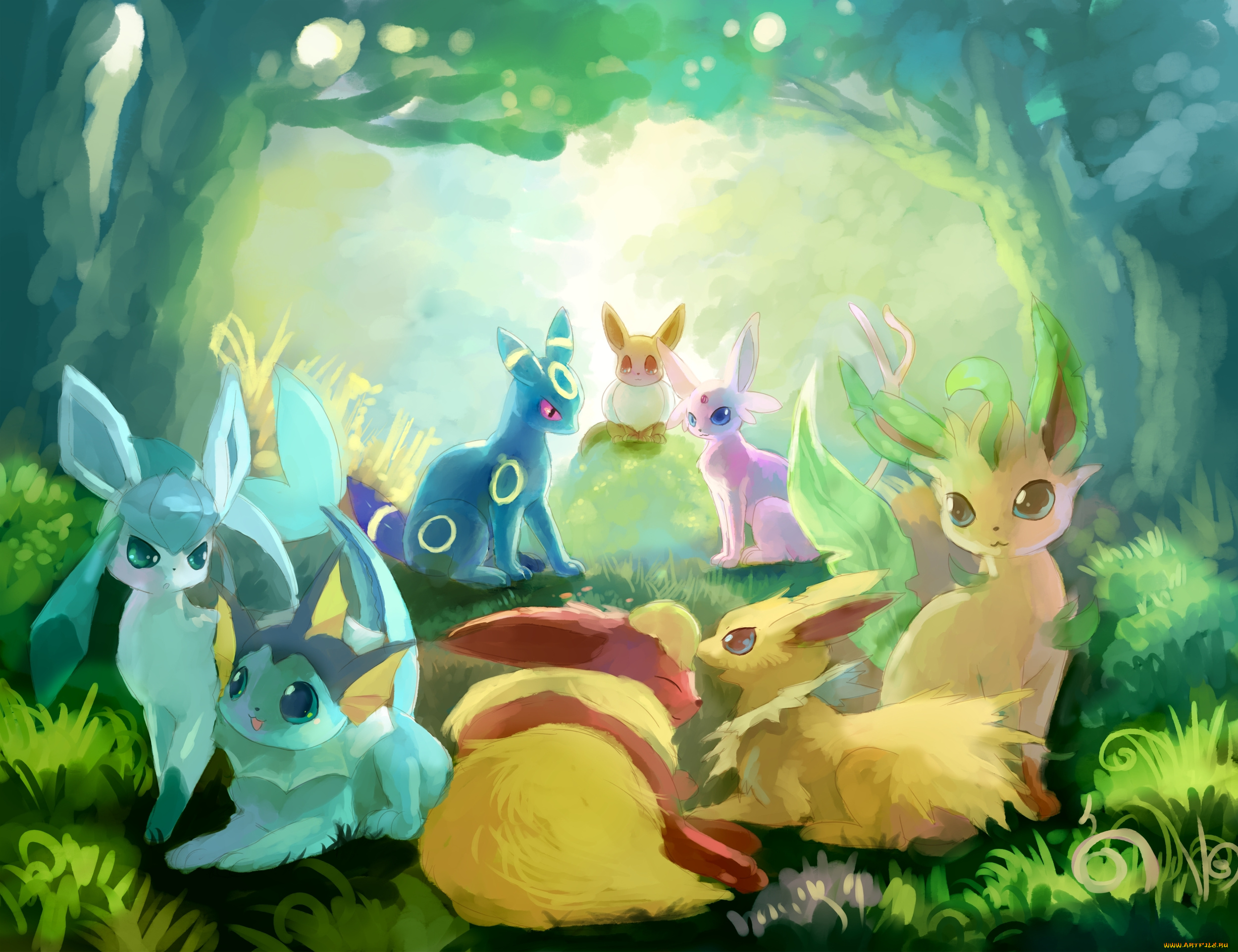аниме, pokemon, eeveelution