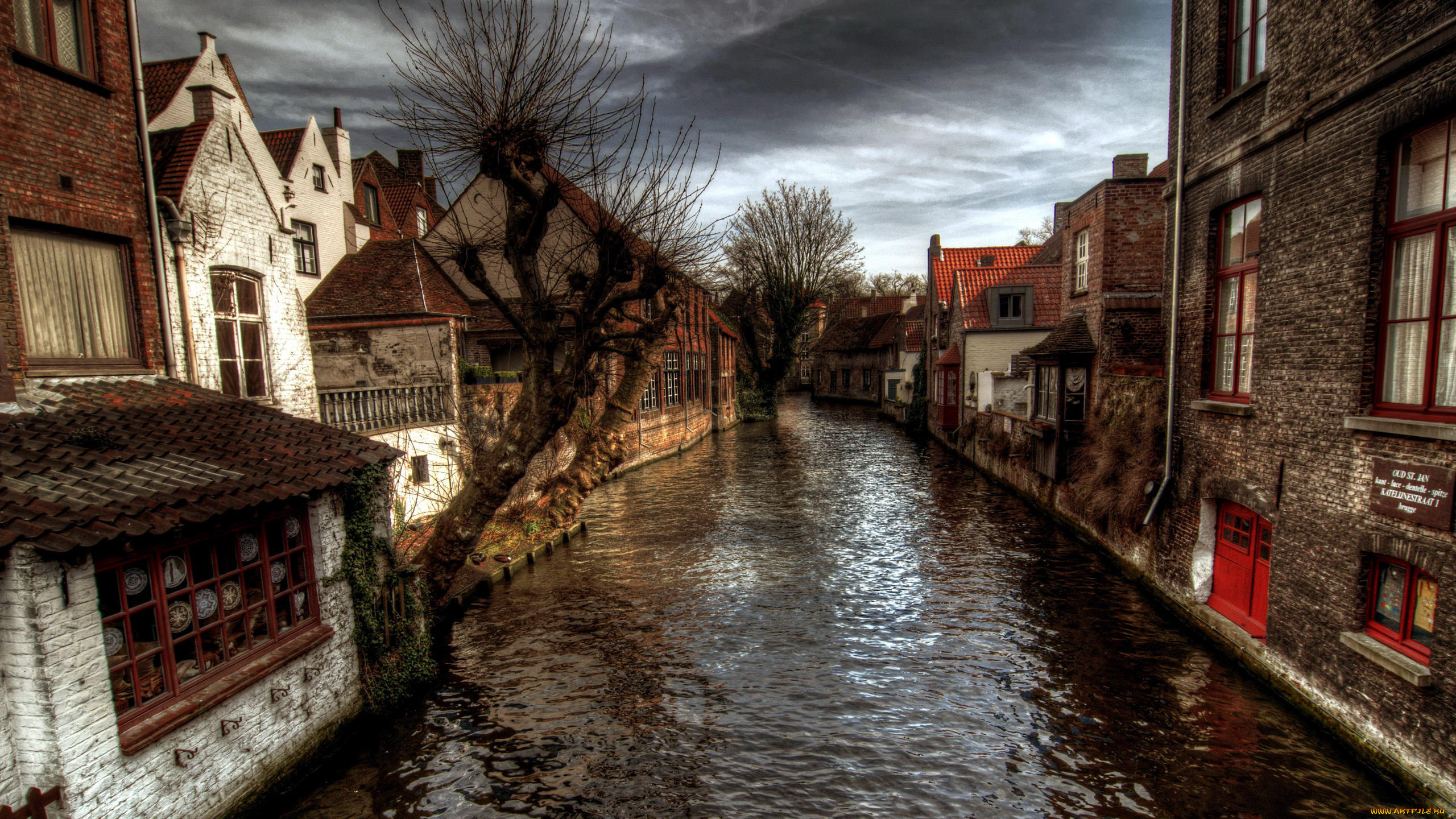 города, брюгге, , бельгия, канал, дома