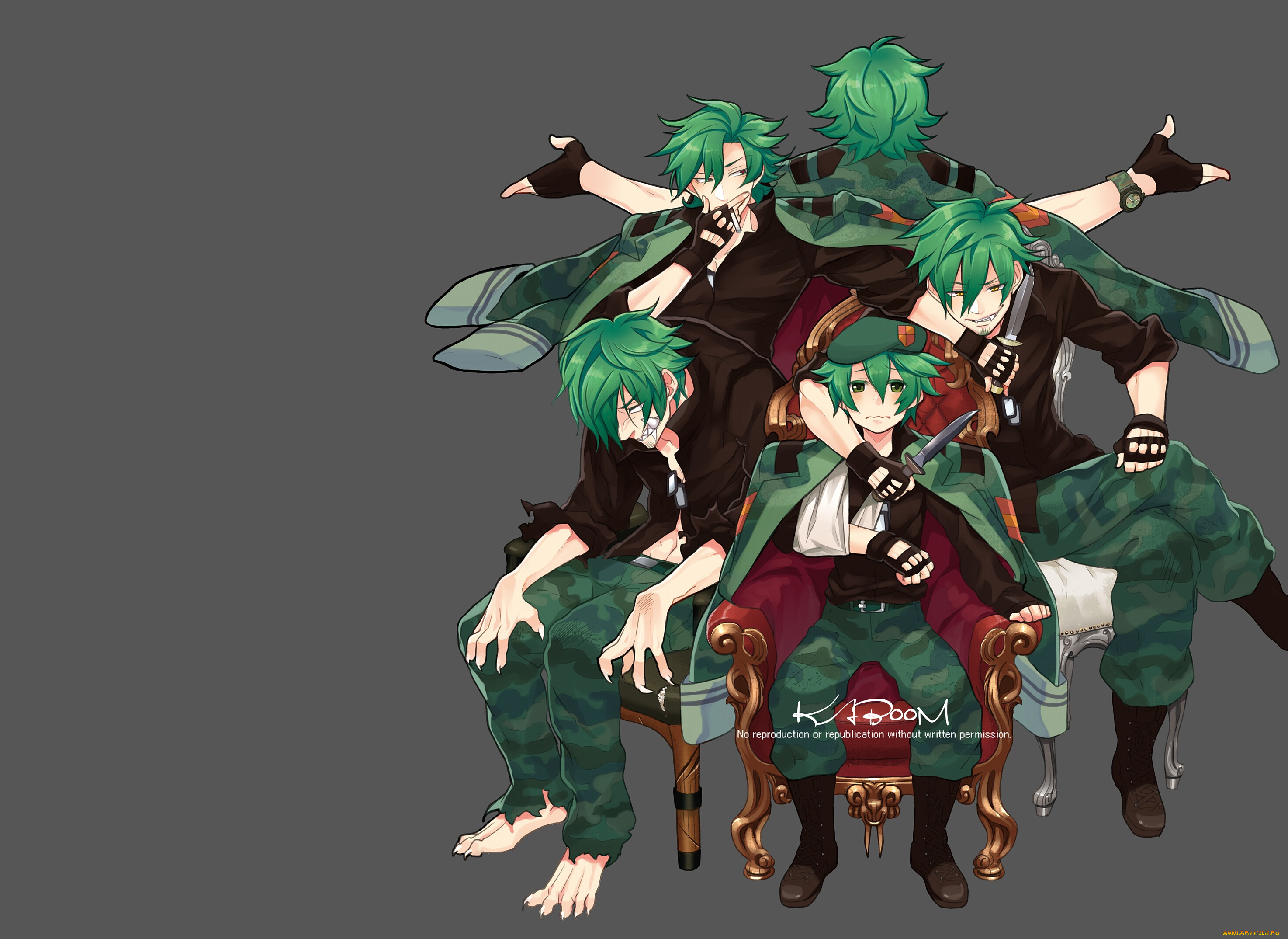 аниме, happy, tree, friends, flippy