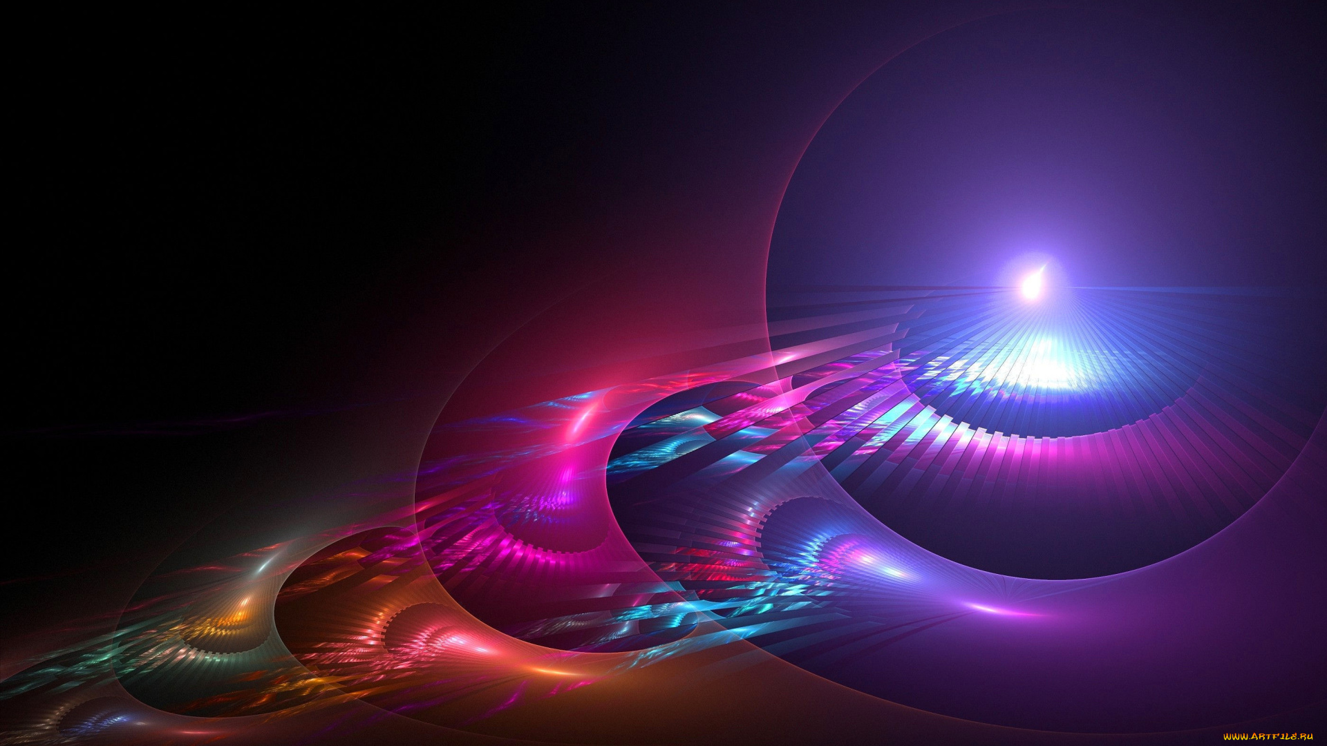 3д, графика, абстракция, , abstract, круги, полосы, свет