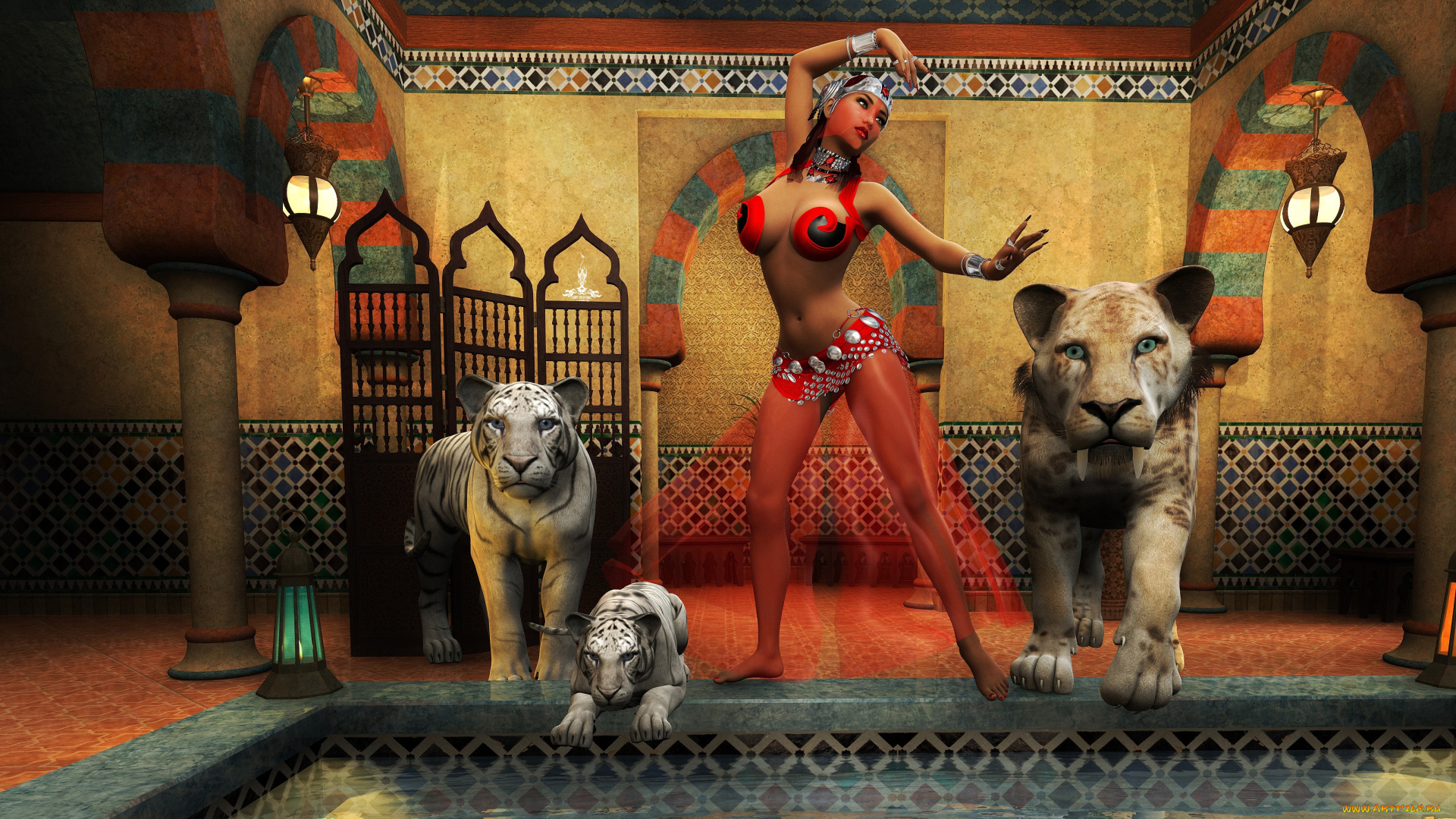 3д, графика, фантазия, , fantasy, девушка, взгляд, фон