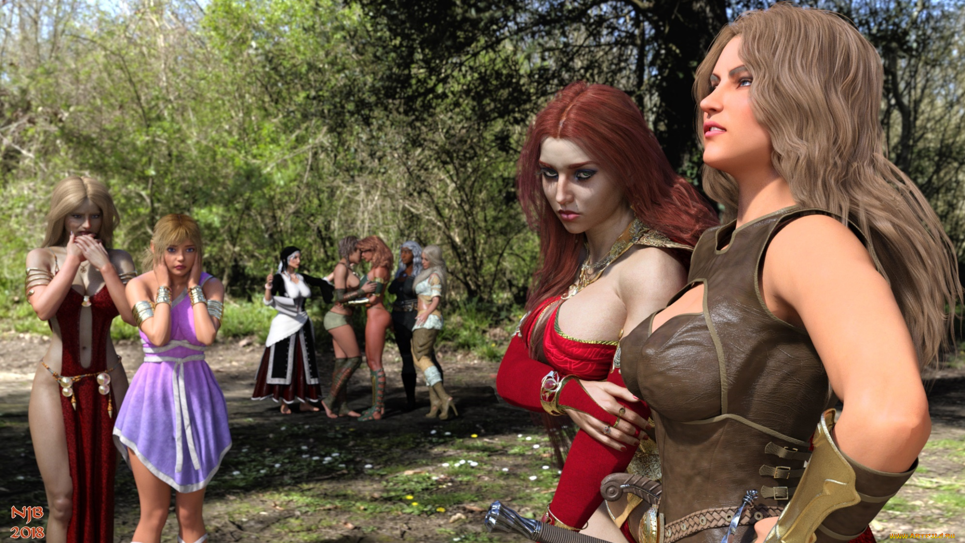 3д, графика, фантазия, , fantasy, взгляд, девушки, фон