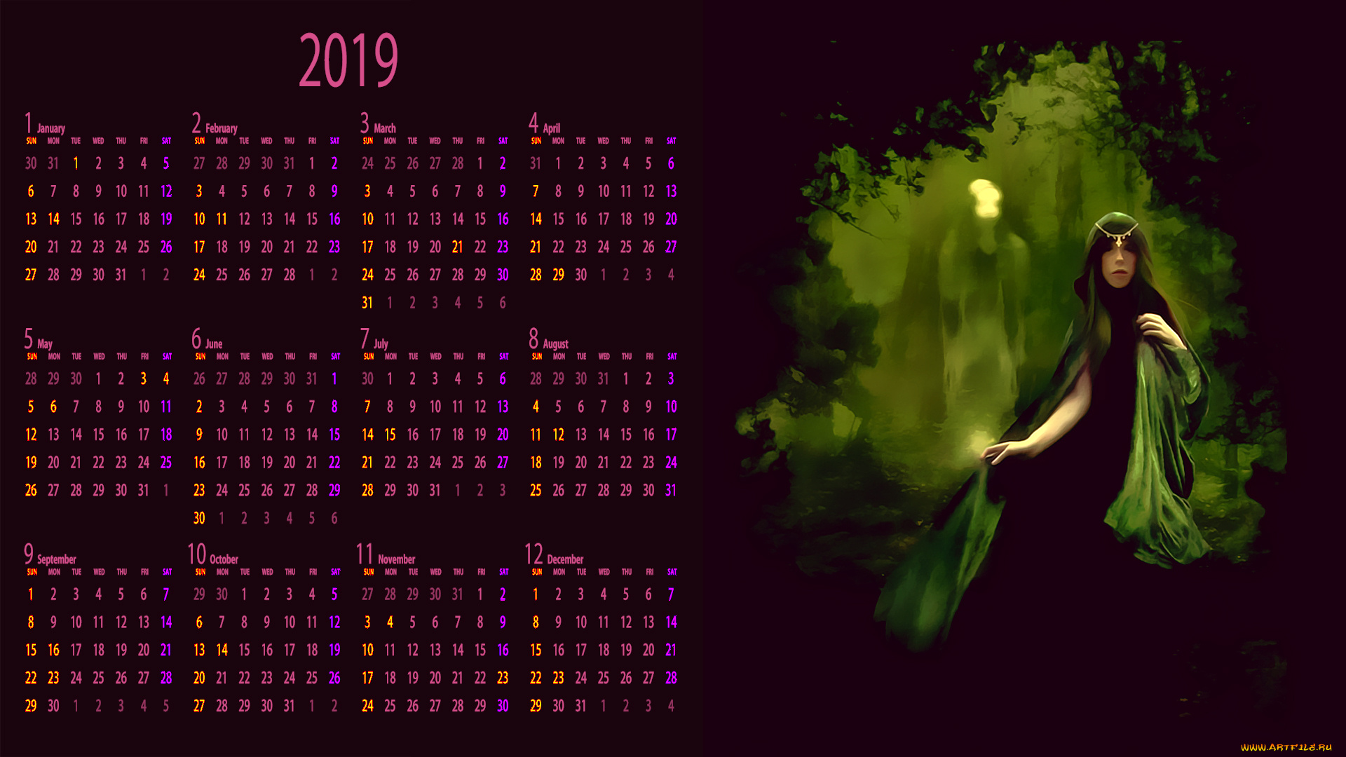календари, фэнтези, девушка