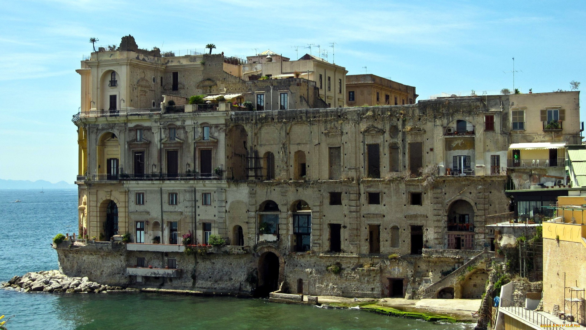 неаполь, италия, города, -, дворцы, , замки, , крепости