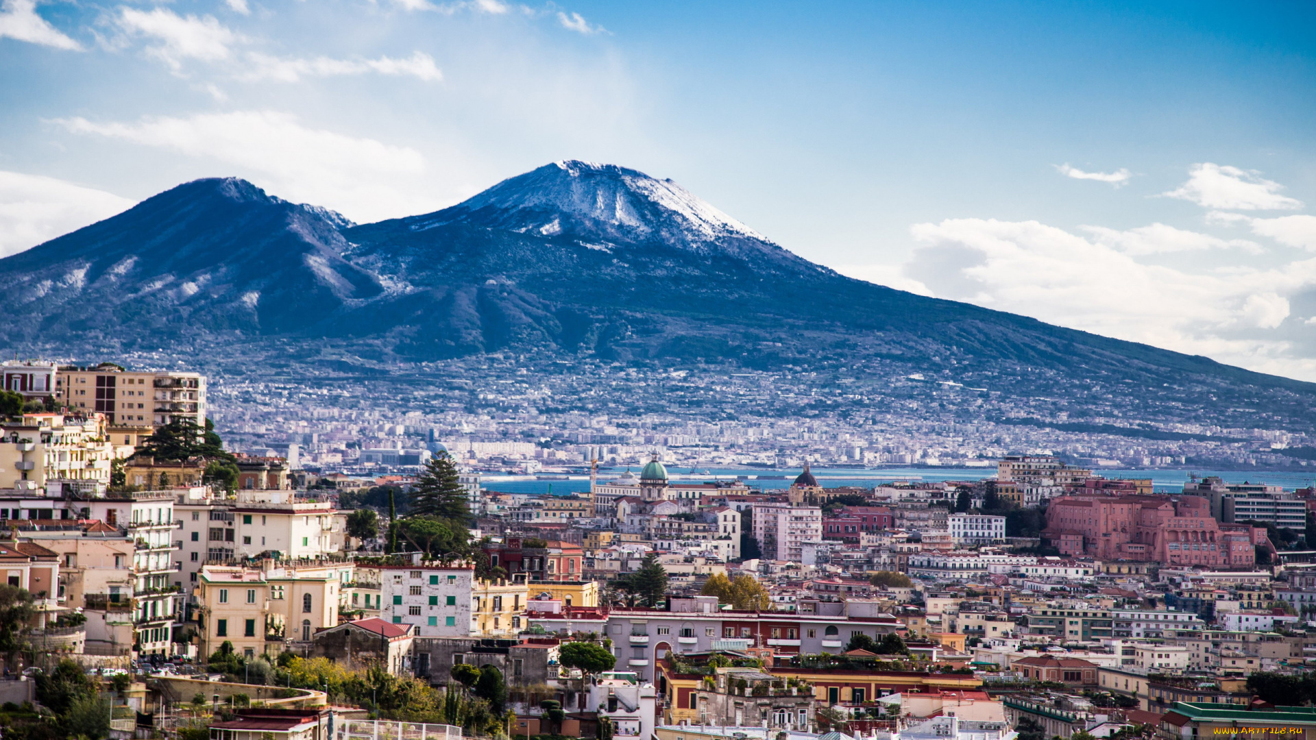 неаполь, италия, города, -, панорамы