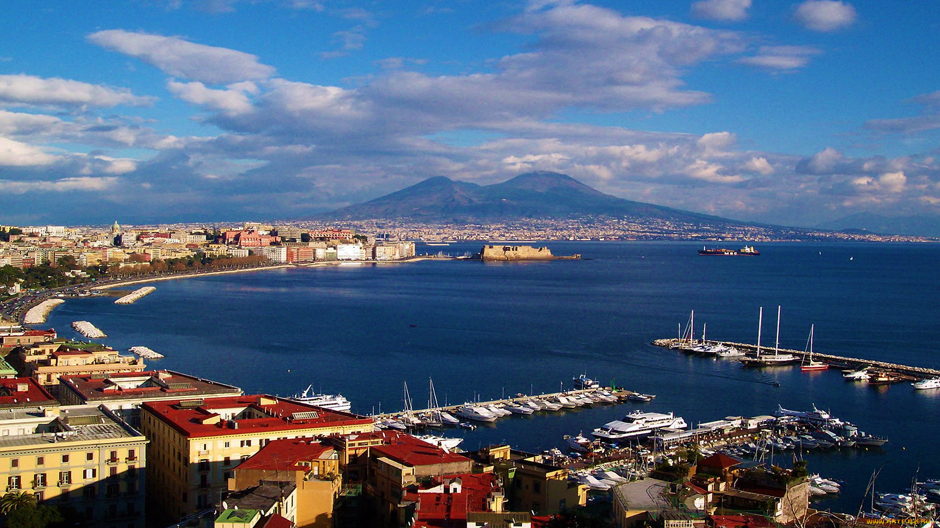 неаполь, италия, города, -, панорамы