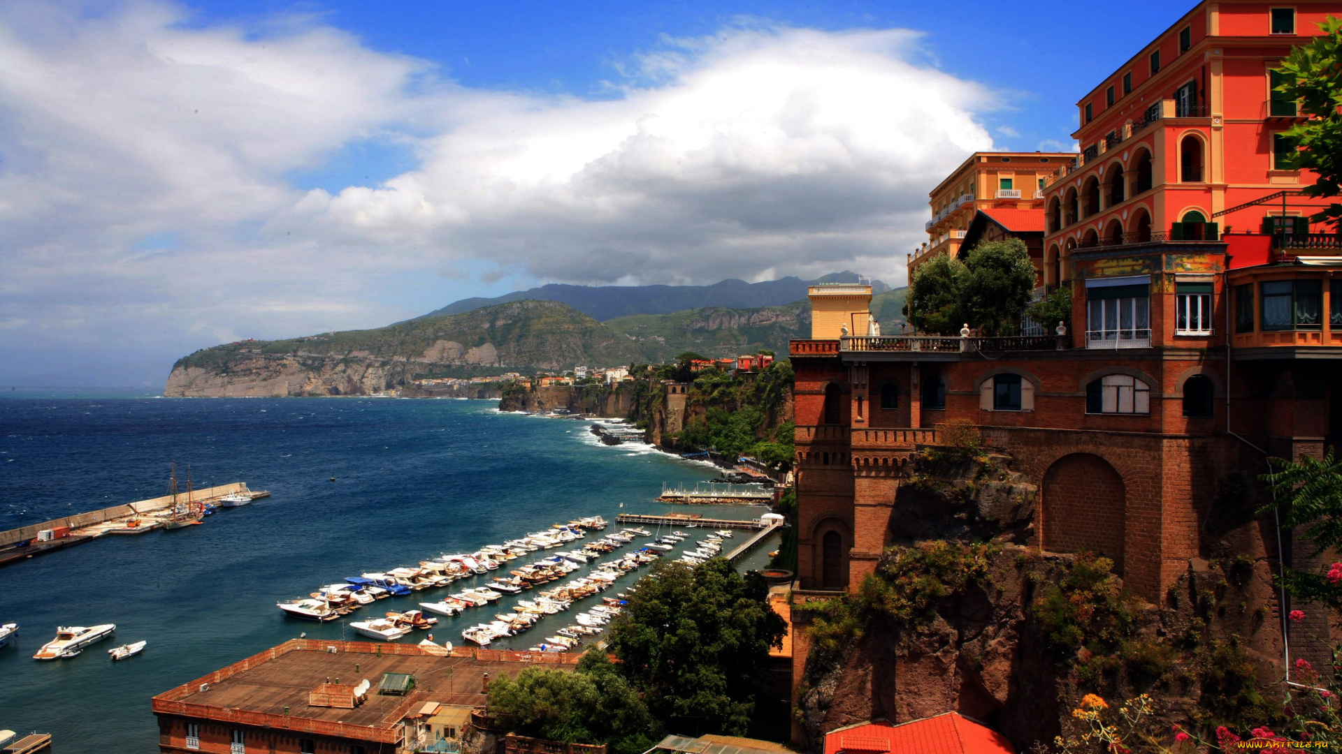 неаполь, италия, города, -, панорамы