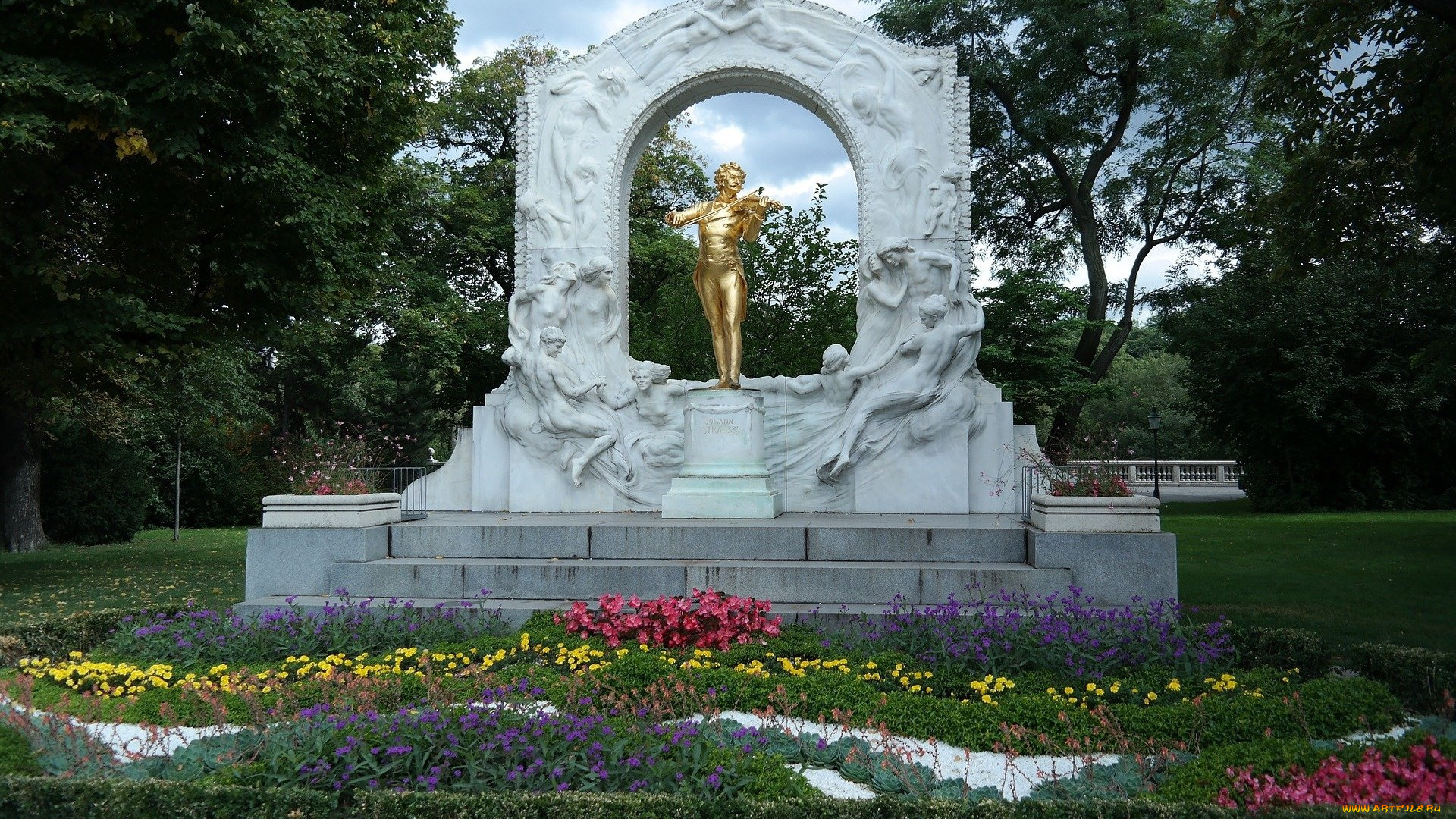 природа, парк, клумба, скульптура